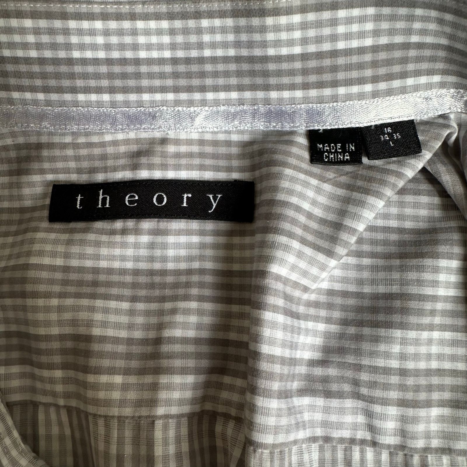 Theory Theory Gray Plaid Marco Longsleeve Dress Shirt Size US L / EU 52-54 / 3 - 5 Thumbnail