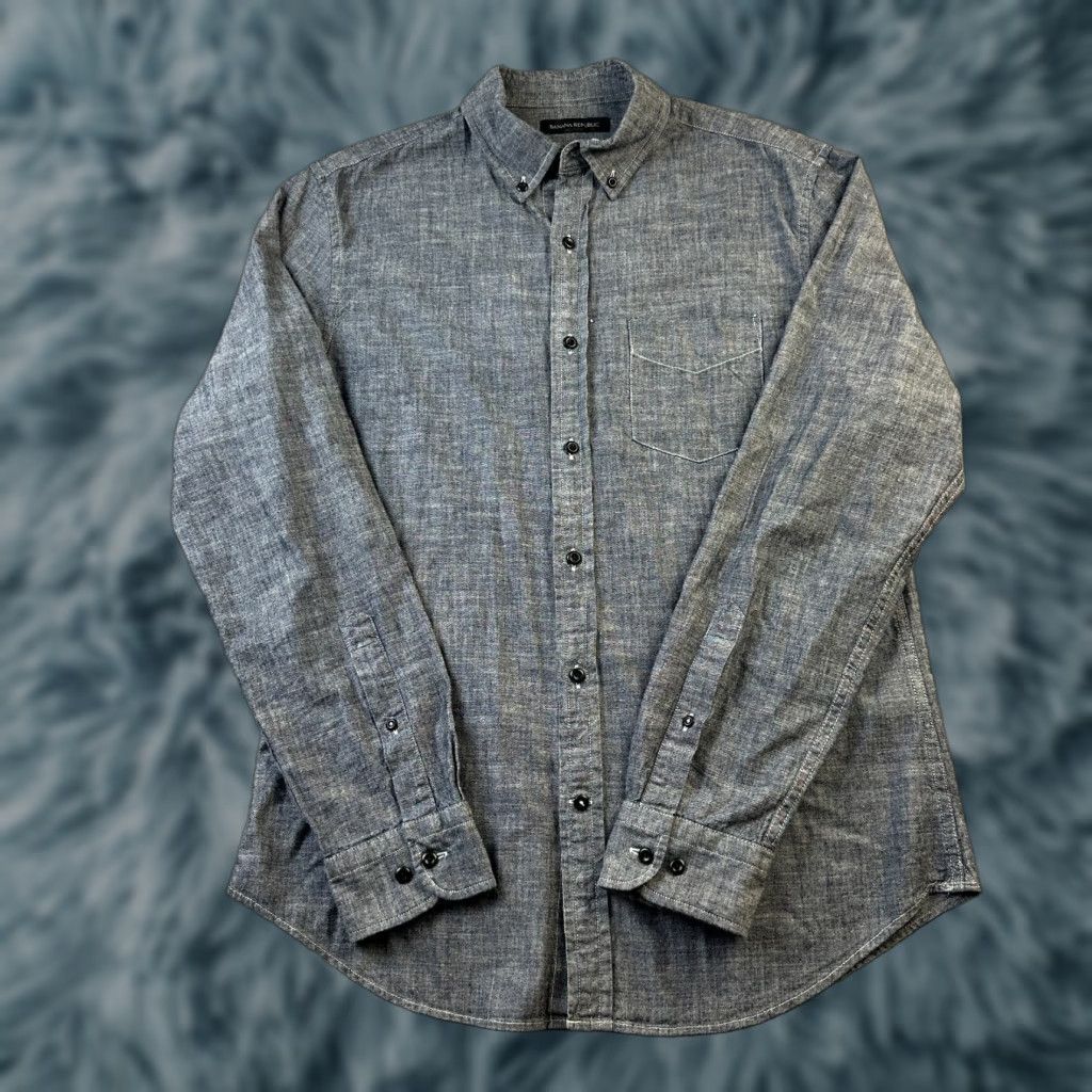 Banana Republic Banana Republic Shirt Mens Medium Blue Chambray Button Up Grant Slim Fit Cotton Shirt Size US M / EU 48-50 / 2 - 1 Thumbnail