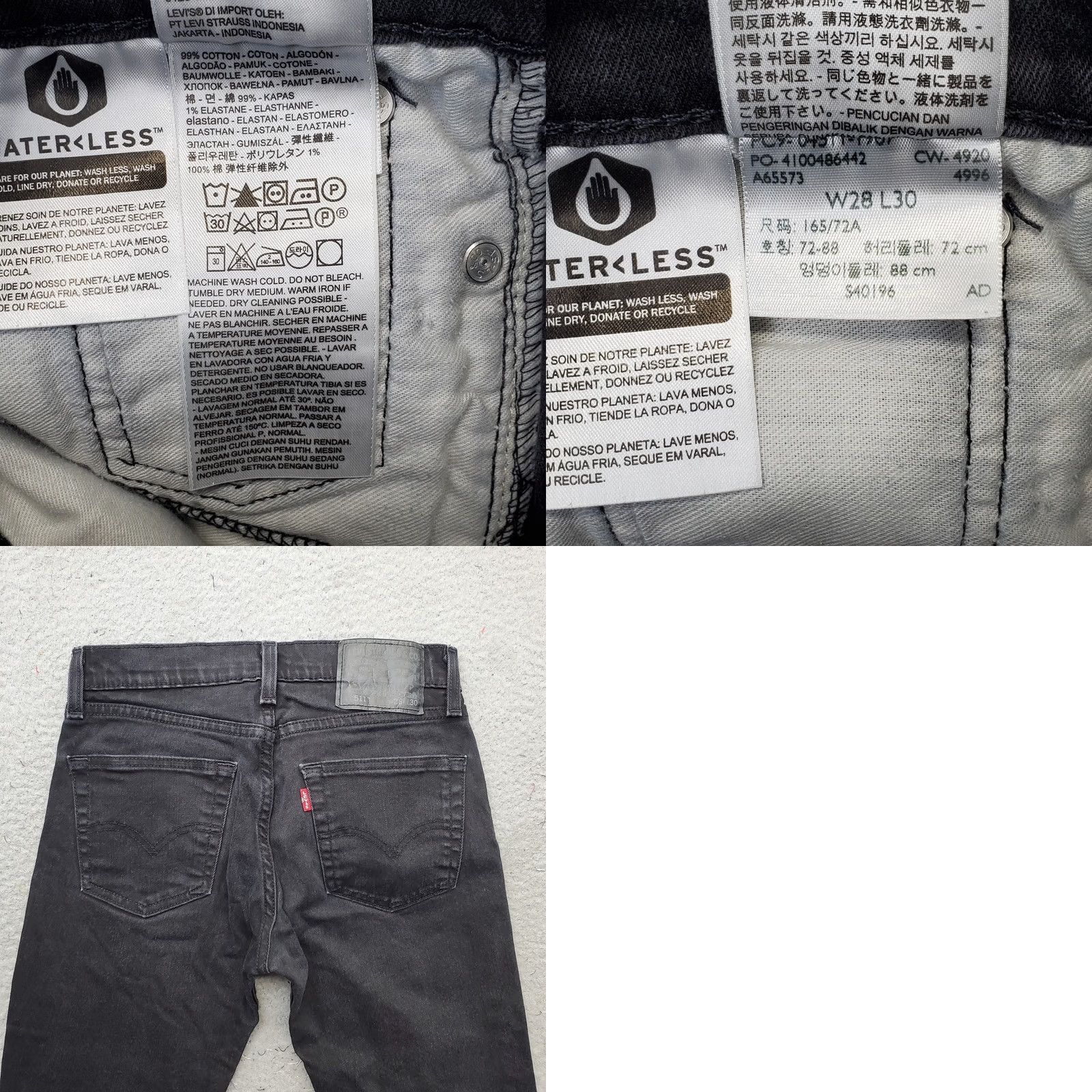 Levi's Levi's Mens 511 Straight Jeans 28 Black Denim 5-Pockets Dark Wash Vintage: No Size US 28 / EU 44 - 8 Thumbnail