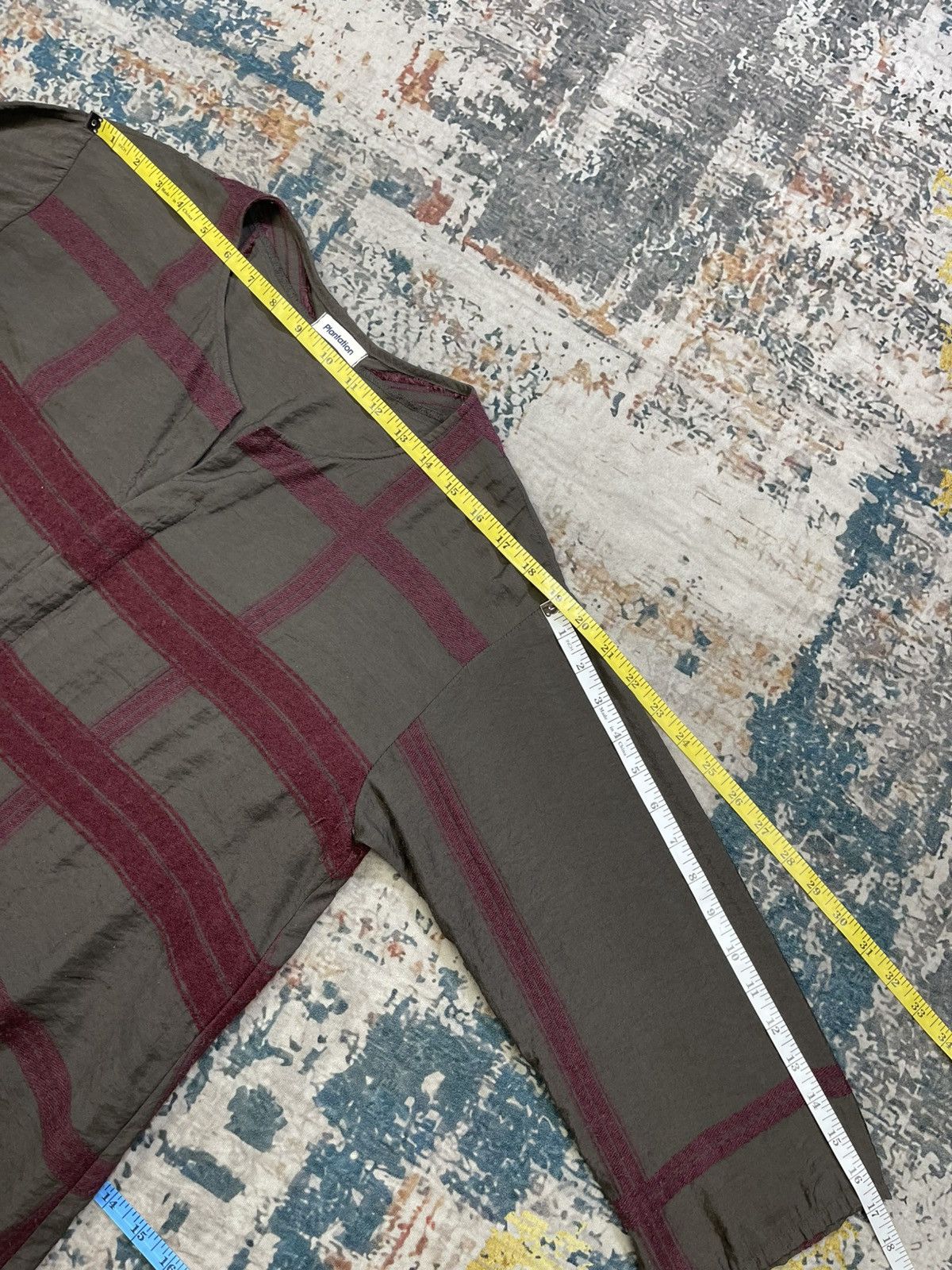 Issey Miyake Issey Miyake Plantation 3 Quarter Sleeve Maroon Check Top Size US M / EU 48-50 / 2 - 11 Thumbnail