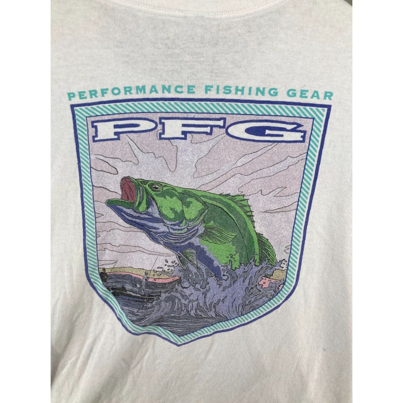 Vintage Columbia Men’s T-Shirt 2XL White Outdoor Fishing Bass Graphic Print Crew Neck Jersey Cotton Summer Fall Spring Size US XXL / EU 58 / 5 - 7 Thumbnail