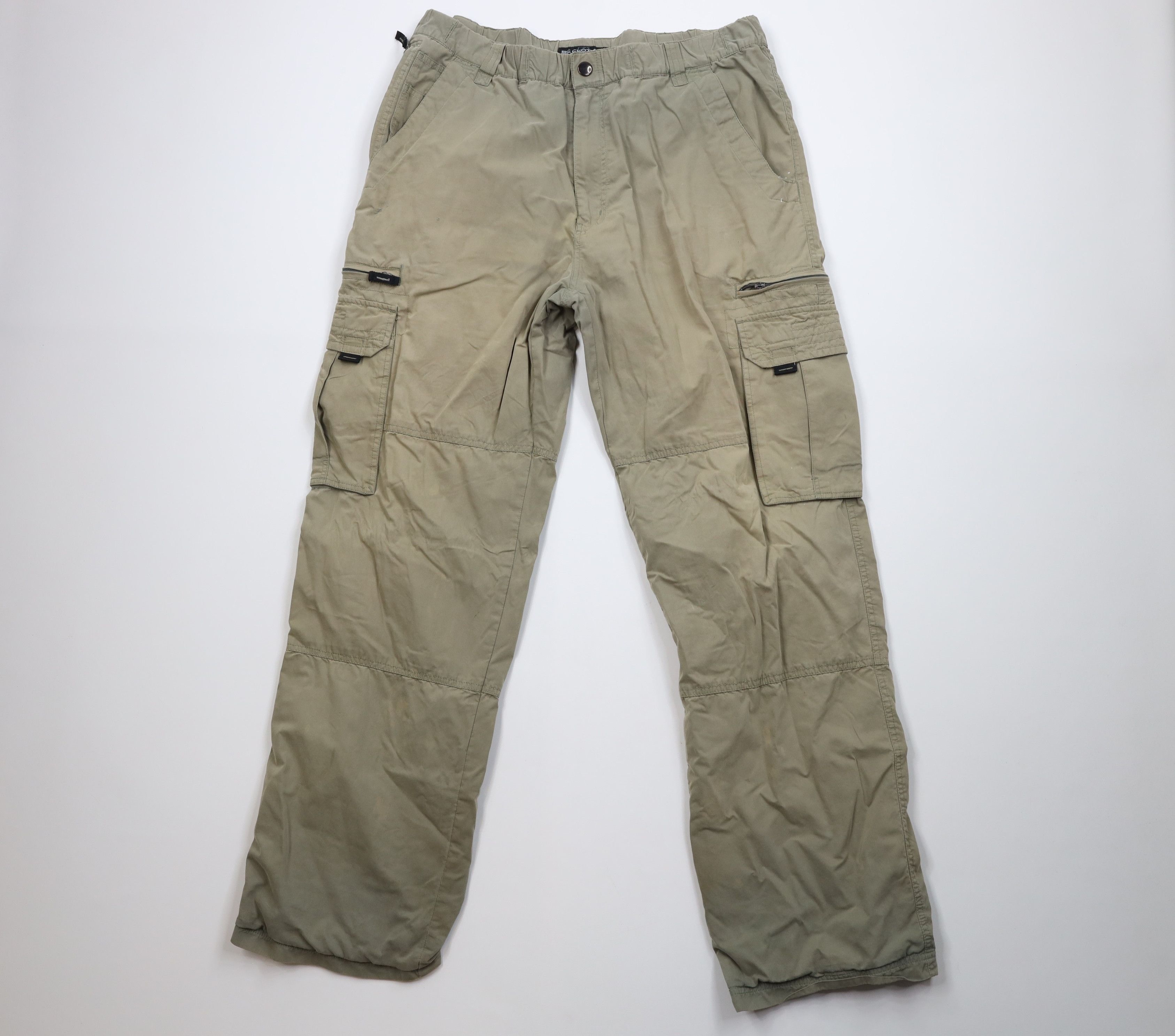 Vintage Vintage 90s Y2K Streetwear Lined Wide Leg Cargo Pants Green Size US 36 / EU 52 - 1 Thumbnail