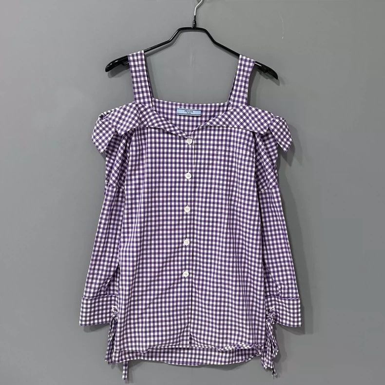 Prada Prada Plaid suspender shirt 2502-Nextarrow Size XXS / US 00 / IT 34 - 2 Thumbnail