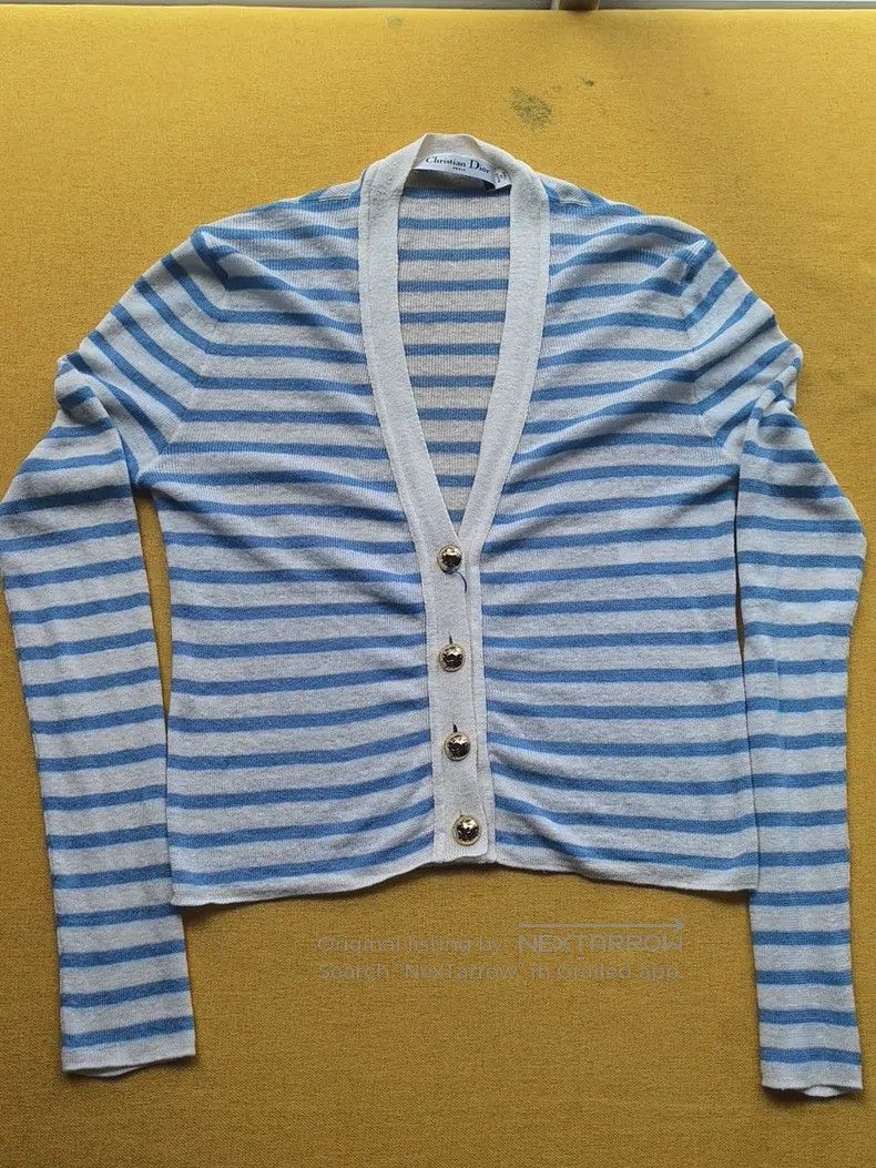 Dior Dior Blue and white striped knitted cardigan coat Size XS / US 0-2 / IT 36-38 - 1 Thumbnail