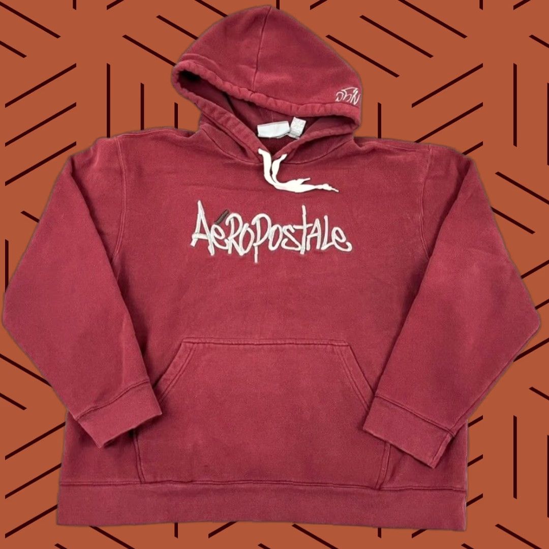 Aeropostale VINTAGE AEROPOSTALE Hoodie Men XL Red Graffiti Script Spell Out Retro Y2K Size US XL / EU 56 / 4 - 1 Thumbnail