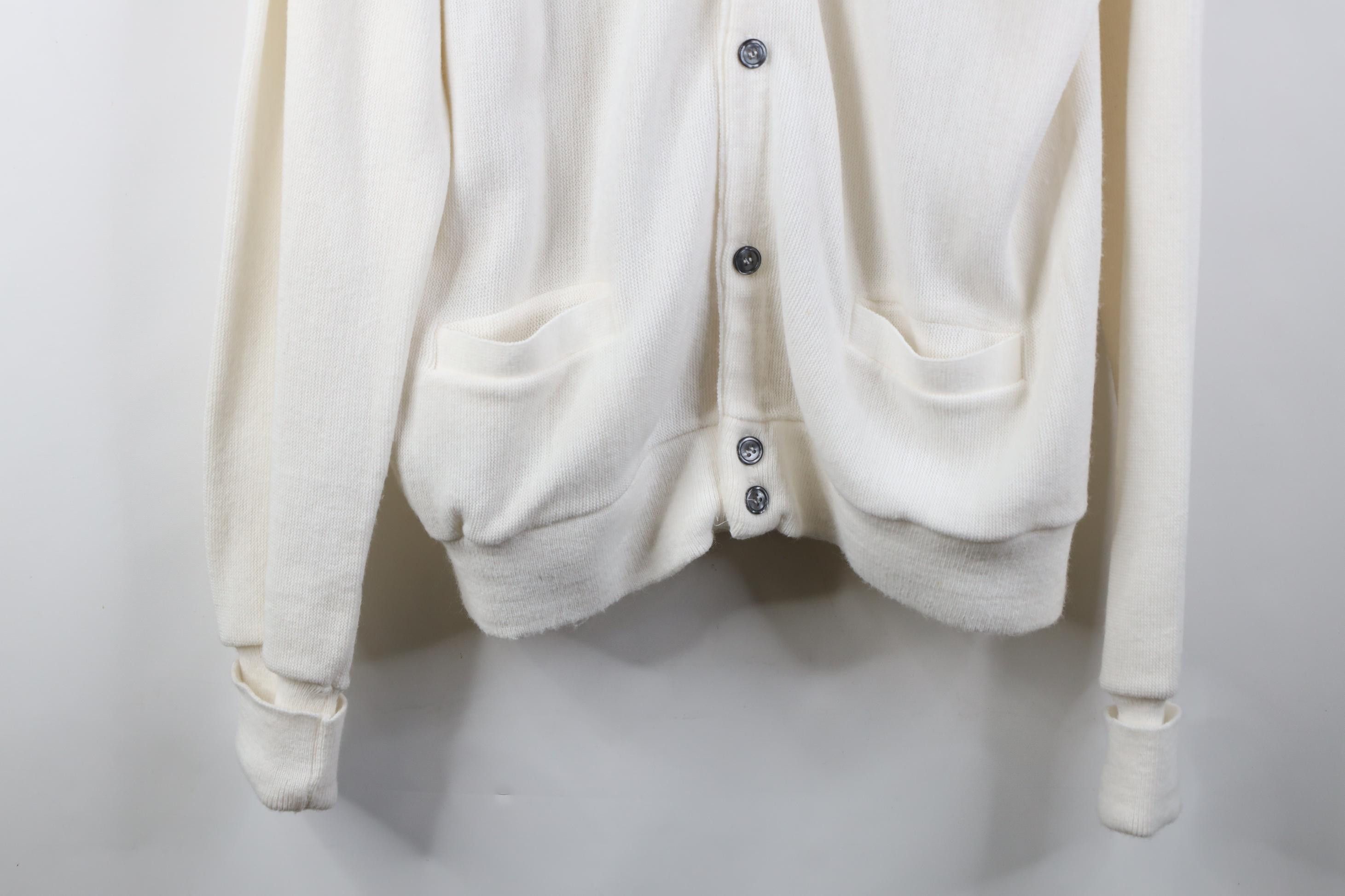 Vintage Vintage 70s Streetwear Blank Knit Cardigan Sweater White USA Size US XL / EU 56 / 4 - 3 Thumbnail