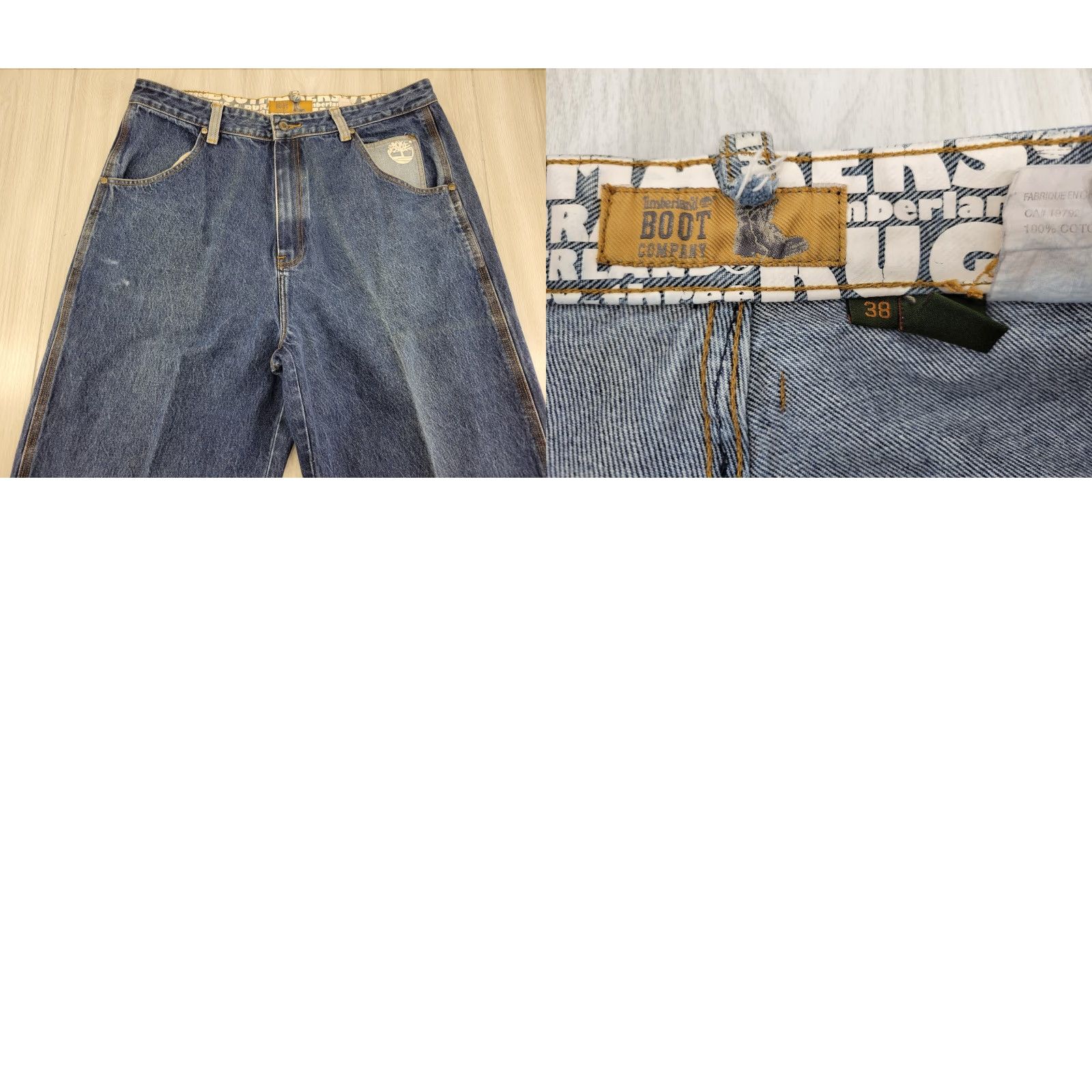 Timberland VINTAGE Timberland Jeans Baggy 90s Mens Regular Blue Denim 38x32 Belt Loops Pockets Logo Patch Distressed? Not Distressed Size US 38 / EU 54 - 8 Thumbnail