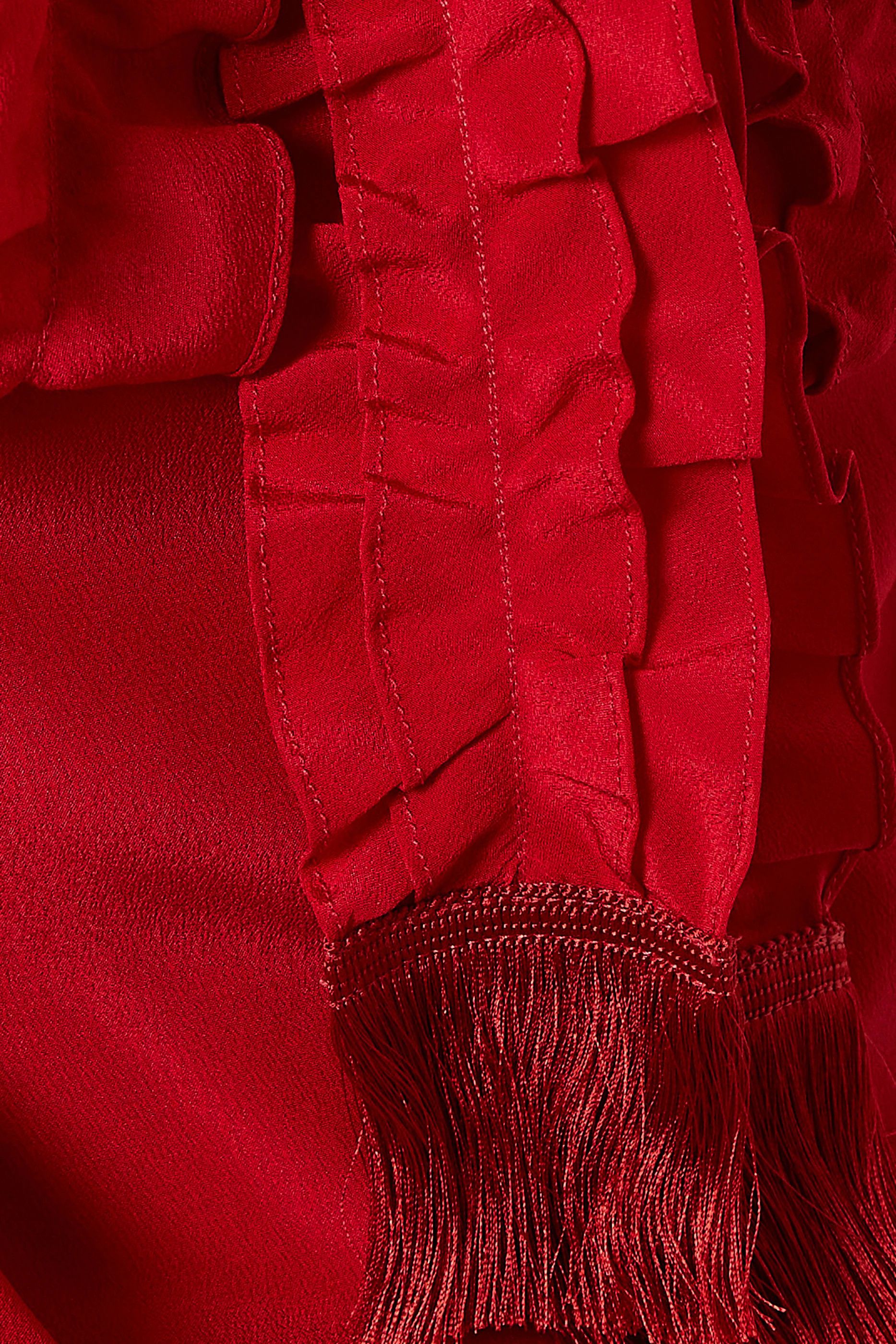 Valentino o1y0326 Silk Shirt in Red Size XS / US 0-2 / IT 36-38 - 3 Thumbnail