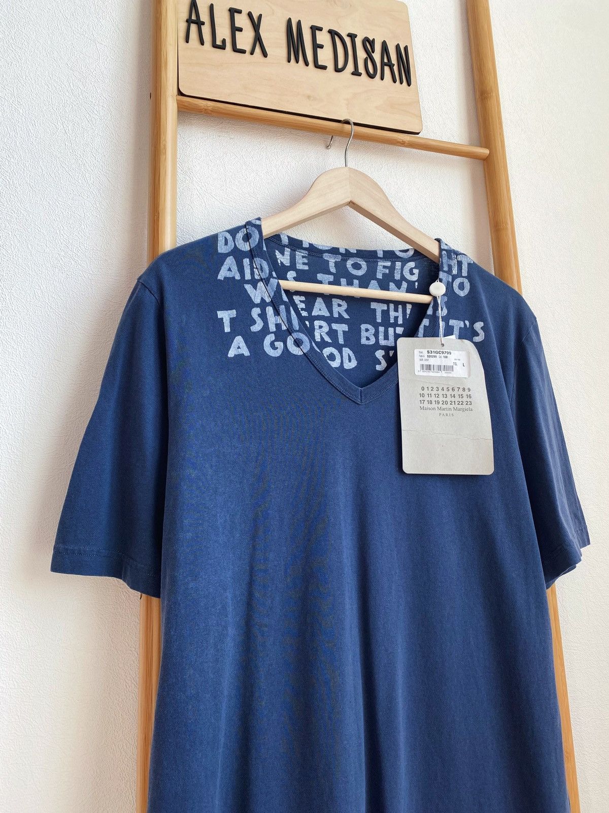Maison Margiela MAISON MARTIN MARGIELA AIDS garment dyed v- neck t-shirt Size US L / EU 52-54 / 3 - 4 Thumbnail