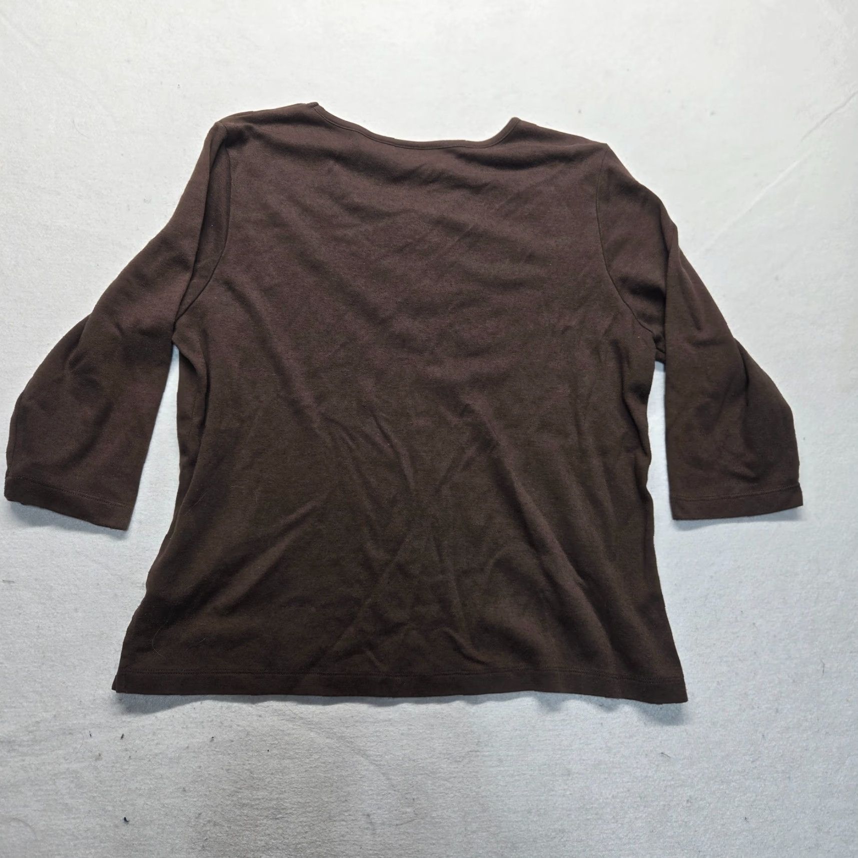 Vintage Alfred Dunner Women's Pullover 3/4 Sleeve Floral Knit Shirt Petite Medium Brown Casual Size M / US 6-8 / IT 42-44 - 7 Thumbnail