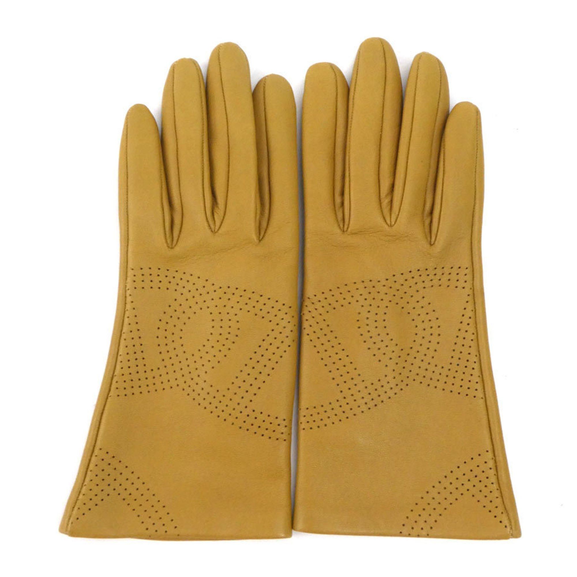 image of Hermes Gloves Leather Brown Women's E58589F