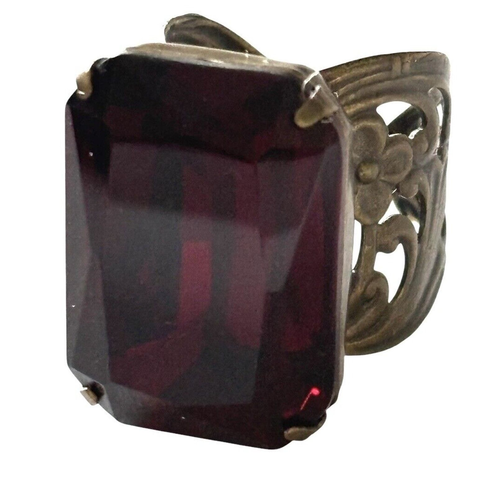 Other Sorrelli Statement Ring Red Crystal Brass Adjustable Ring Size ONE SIZE - 9 Thumbnail