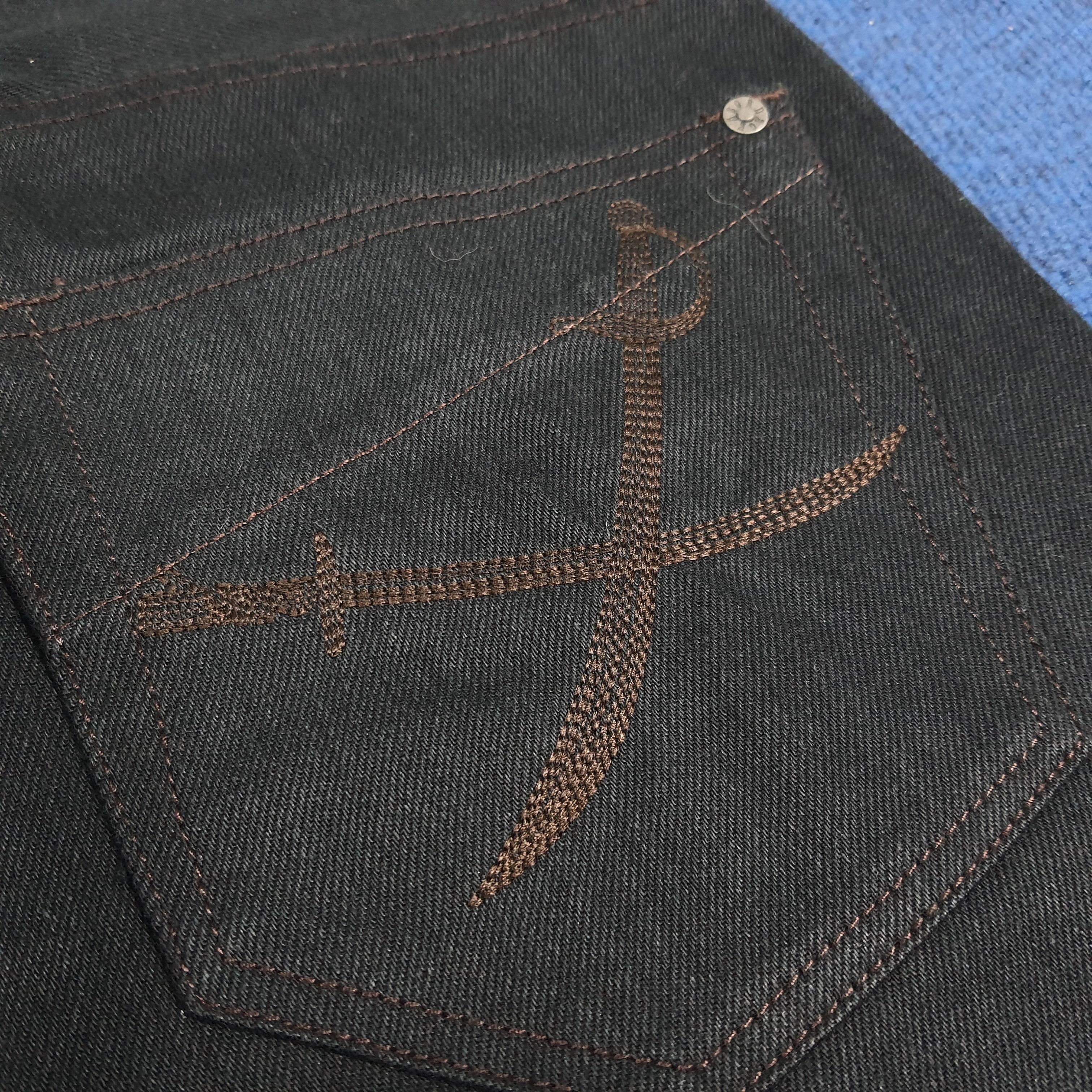 Japanese Brand Vintage Abordage Japan Skull Gothic Selvedge Pants C280N6 Size US 31 - 6 Thumbnail