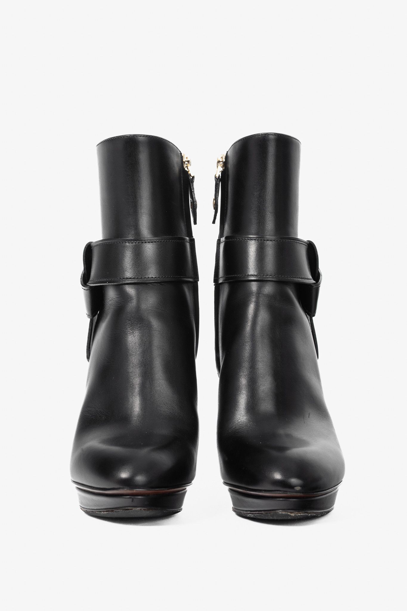 Louis Vuitton Louis Vuitton Black Leather Belted Booties Size US 4.5 / IT 34.5 - 2 Thumbnail