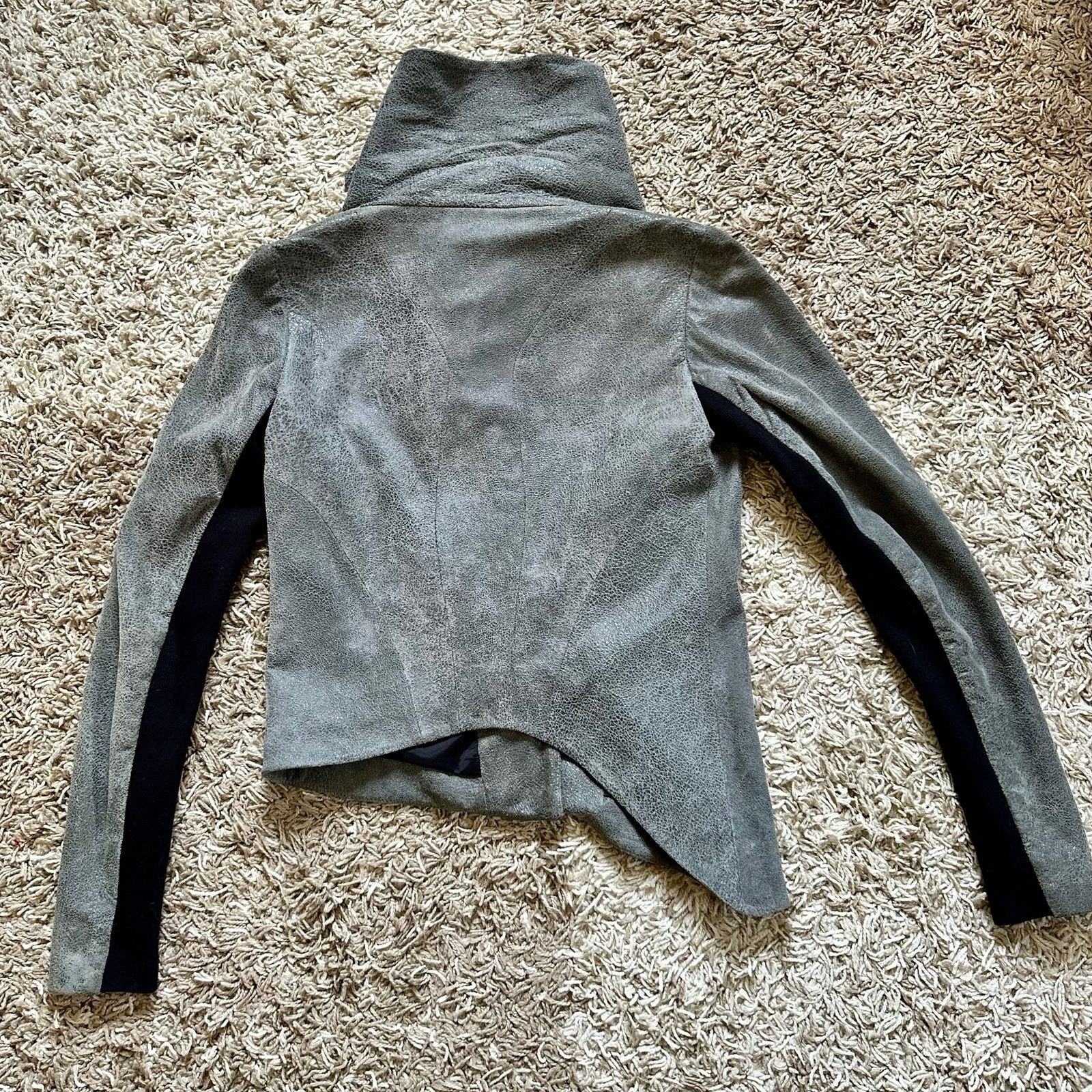 Helmut Lang Gray Lamb Leather Biker Moto Jacket Asymmetrical