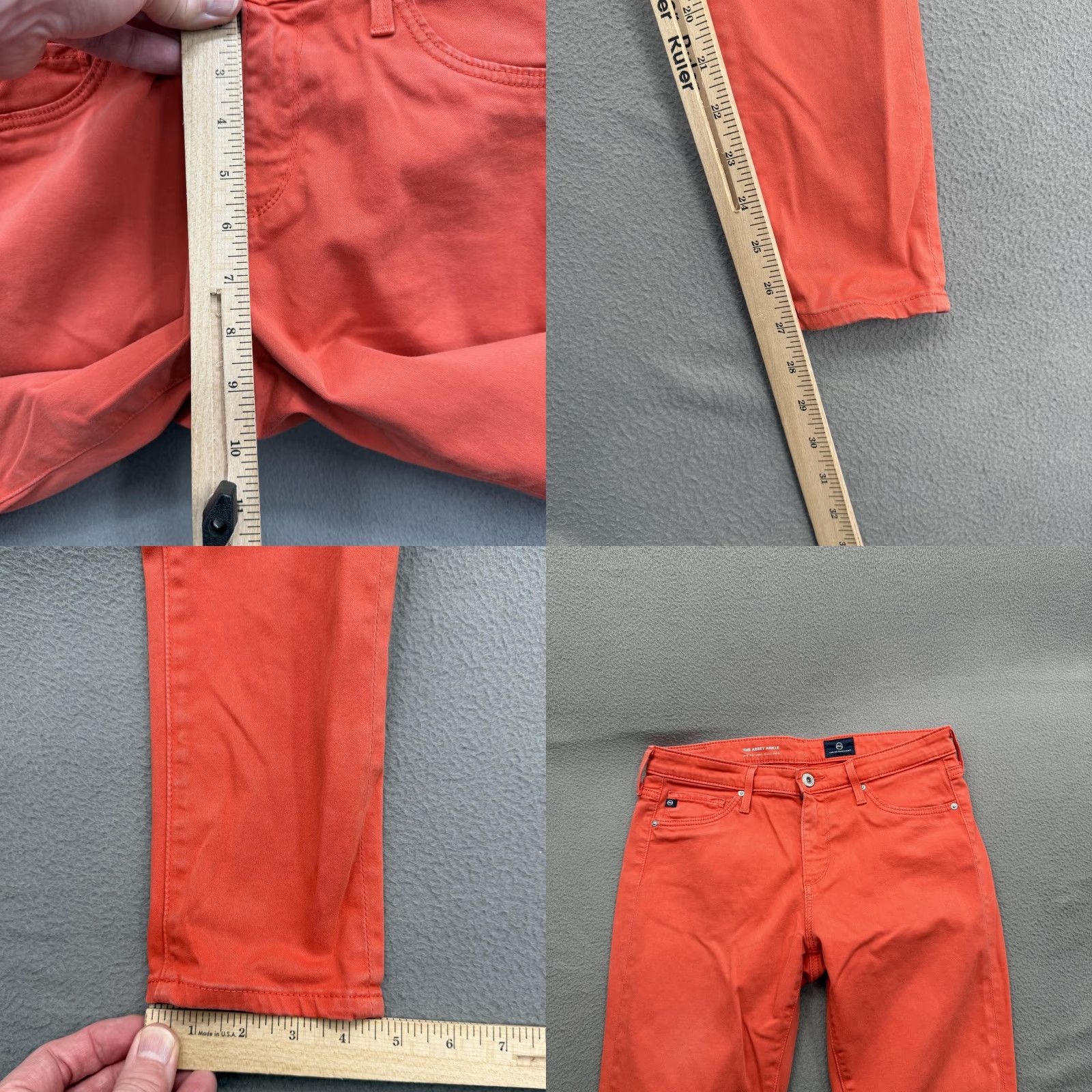 Vintage AG Adriano Goldschmied Jeans Abbey Ankle Mid Rise Super Skinny Orange 27 Womens Jeans Slim Pocket Stretch City 28.5 Inseam Size 27" / US 4 / IT 40 - 8 Thumbnail