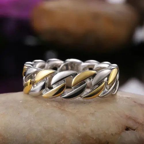 Jewelry Gold Silver Color Cuban Chain Ring (size 7-12 ) Size ONE SIZE - 5 Thumbnail