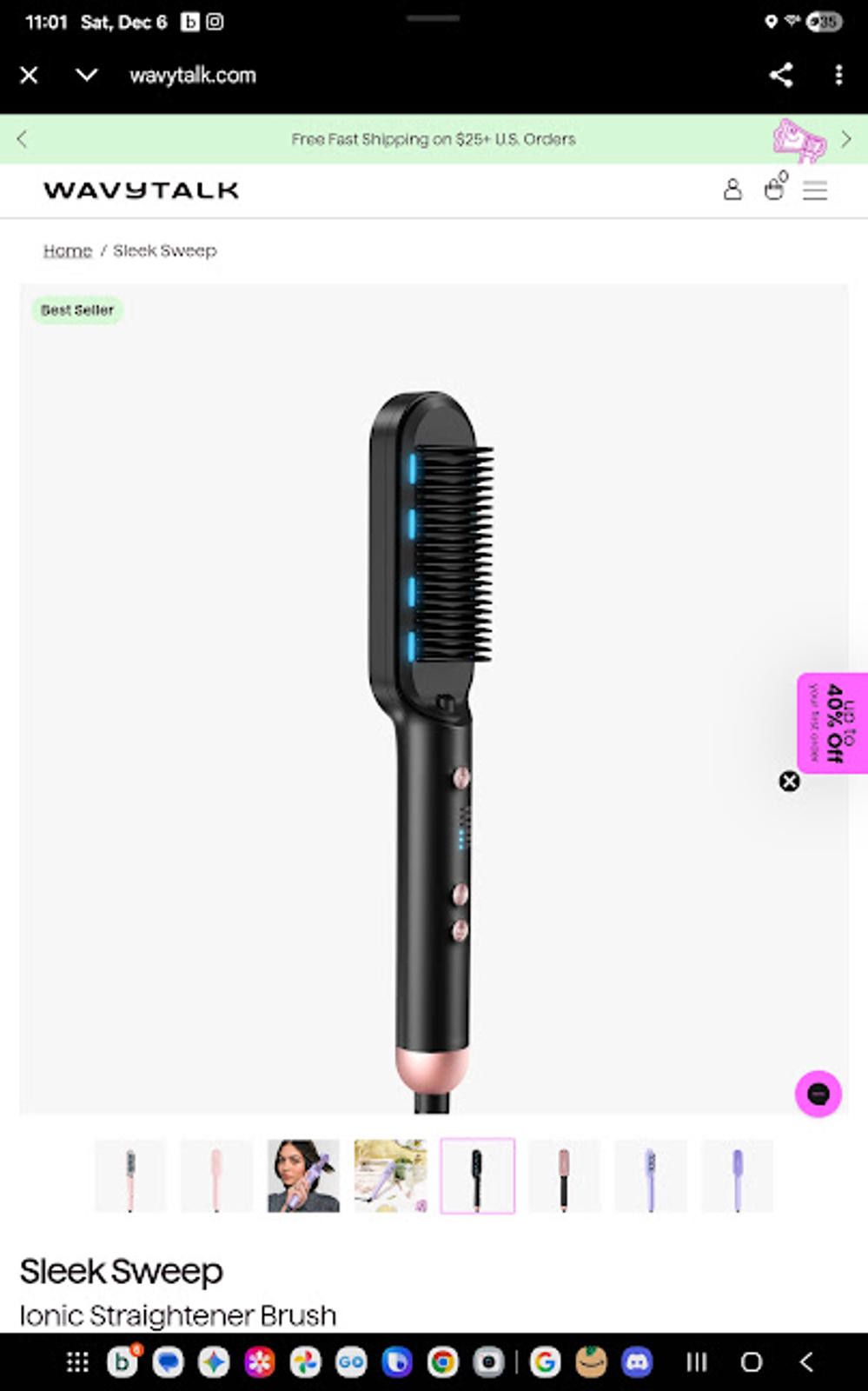 Other WavyTalk Sleek Sweep Ionic Hair Straightener Brush Size ONE SIZE - 1 Thumbnail