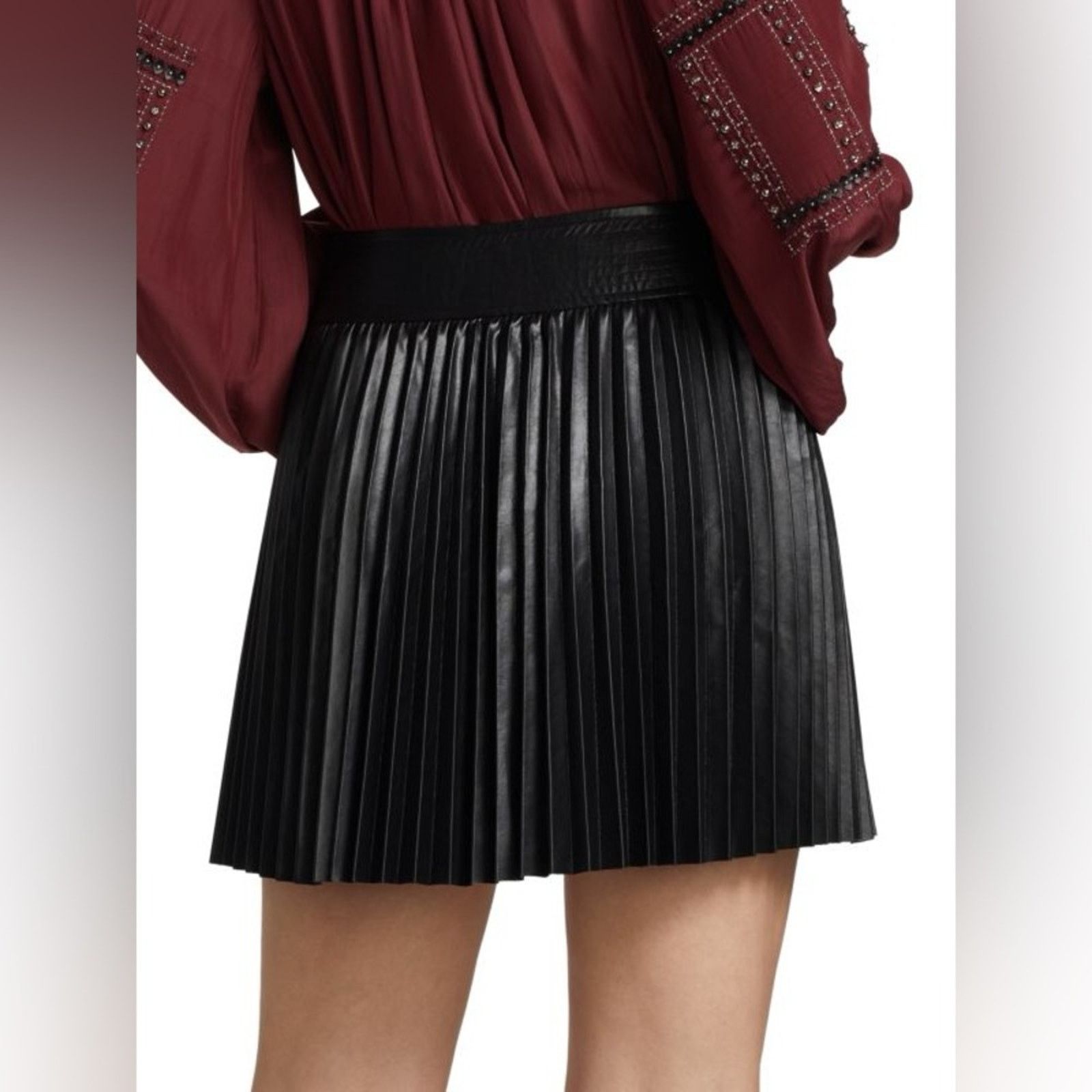 Ramy Brook Ramy Brook Anya Vegan Leather Pleated High Waisted Skirt XS Size 25" / US 0 / IT 36 - 2 Thumbnail