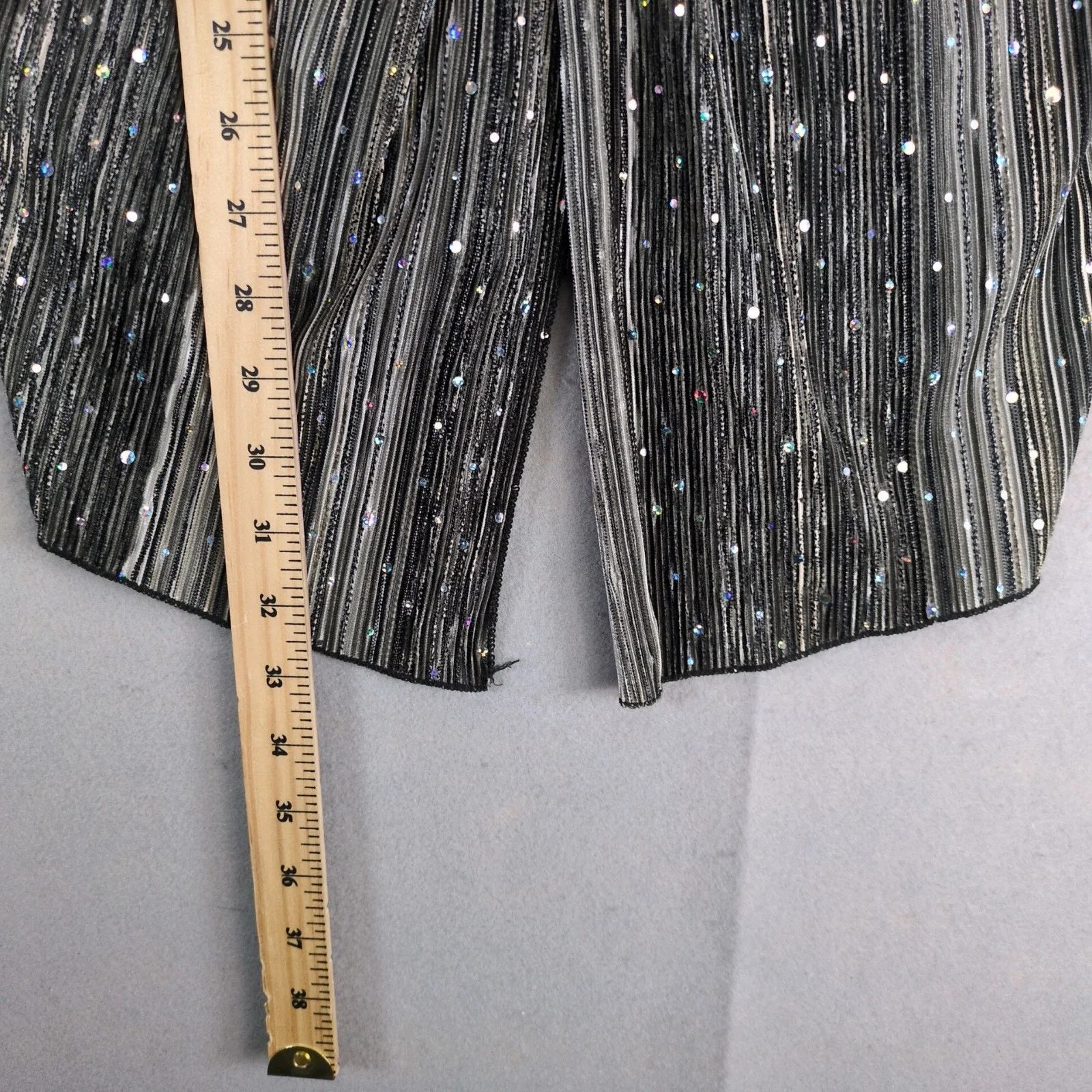 Other Brittany Black Sequin Shimmer Striped Buckle Front Blouse 3X Size 3XL / US 20-22 - 7 Thumbnail