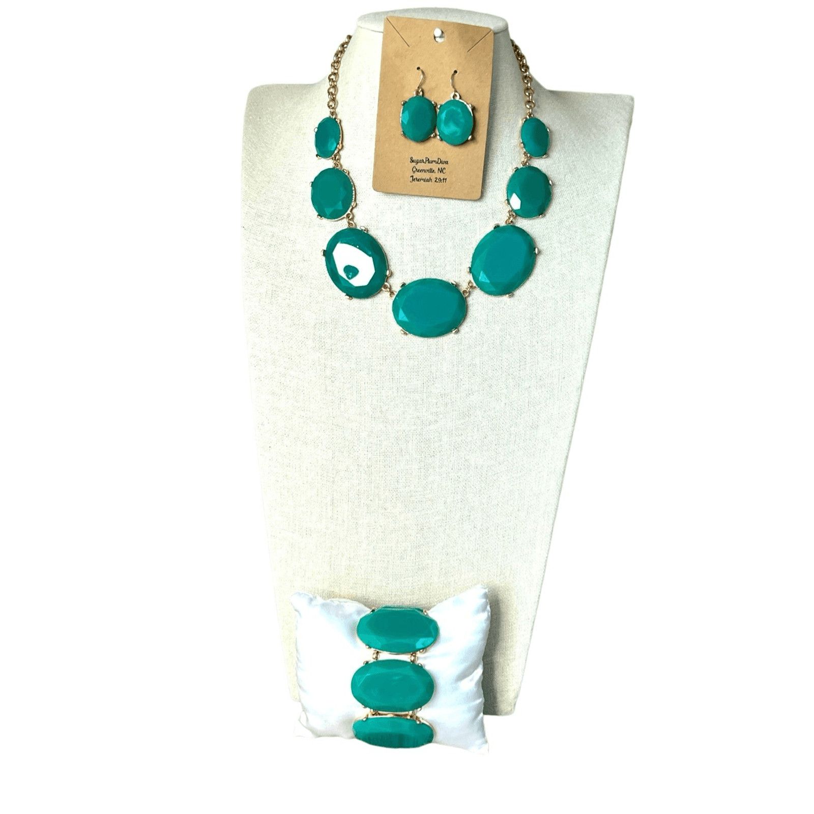 Other Tasha 3pc Fashion Jewelry Set Green Statement Necklace Size ONE SIZE - 1 Thumbnail