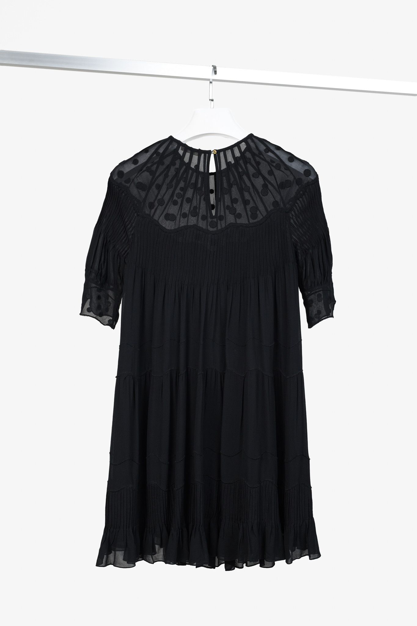 Ulla Johnson Ulla Johnson Evangeline Polka-Dot-Yoke Pleated Mini Dress Size S / US 4 / IT 40 - 2 Thumbnail