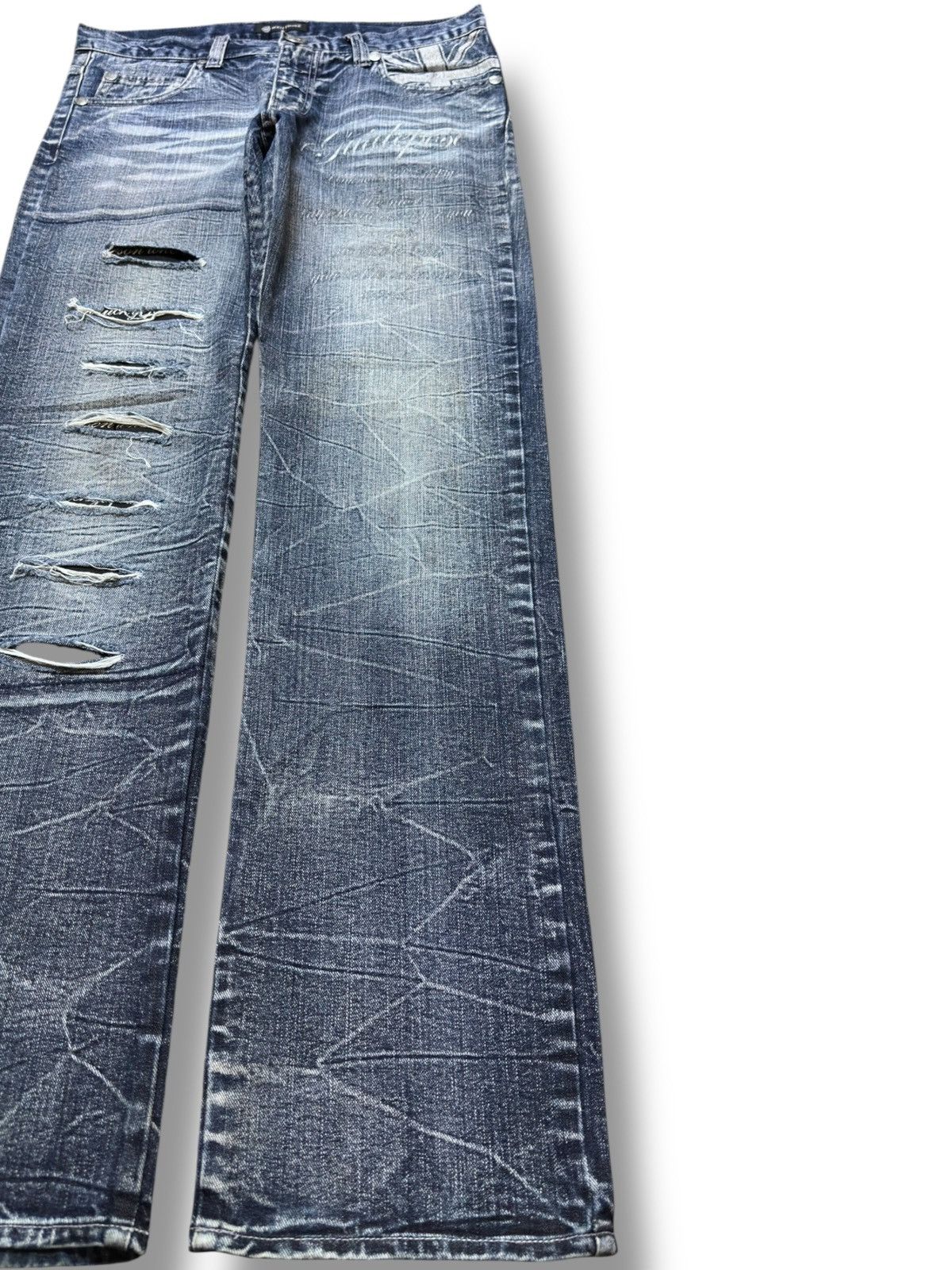 POST ARCHIVE FACTION (PAF) Vintage Root Three Styles Skulls Hints Distressed Denim Size US 33 - 4 Thumbnail