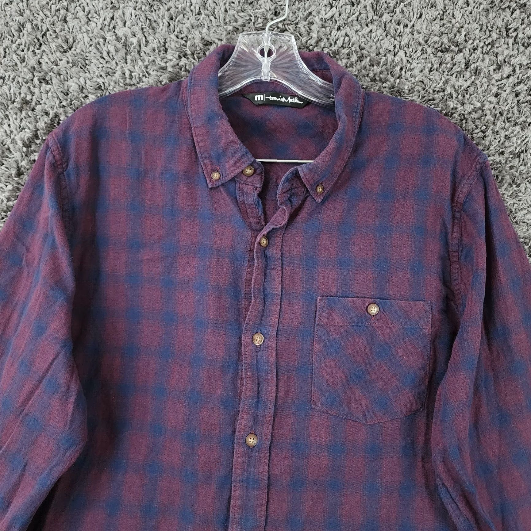 TravisMathew Travis Mathew Shirt Mens Red Blue Plaid Long Sleeve Button-Up Size L Size US L / EU 52-54 / 3 - 3 Thumbnail