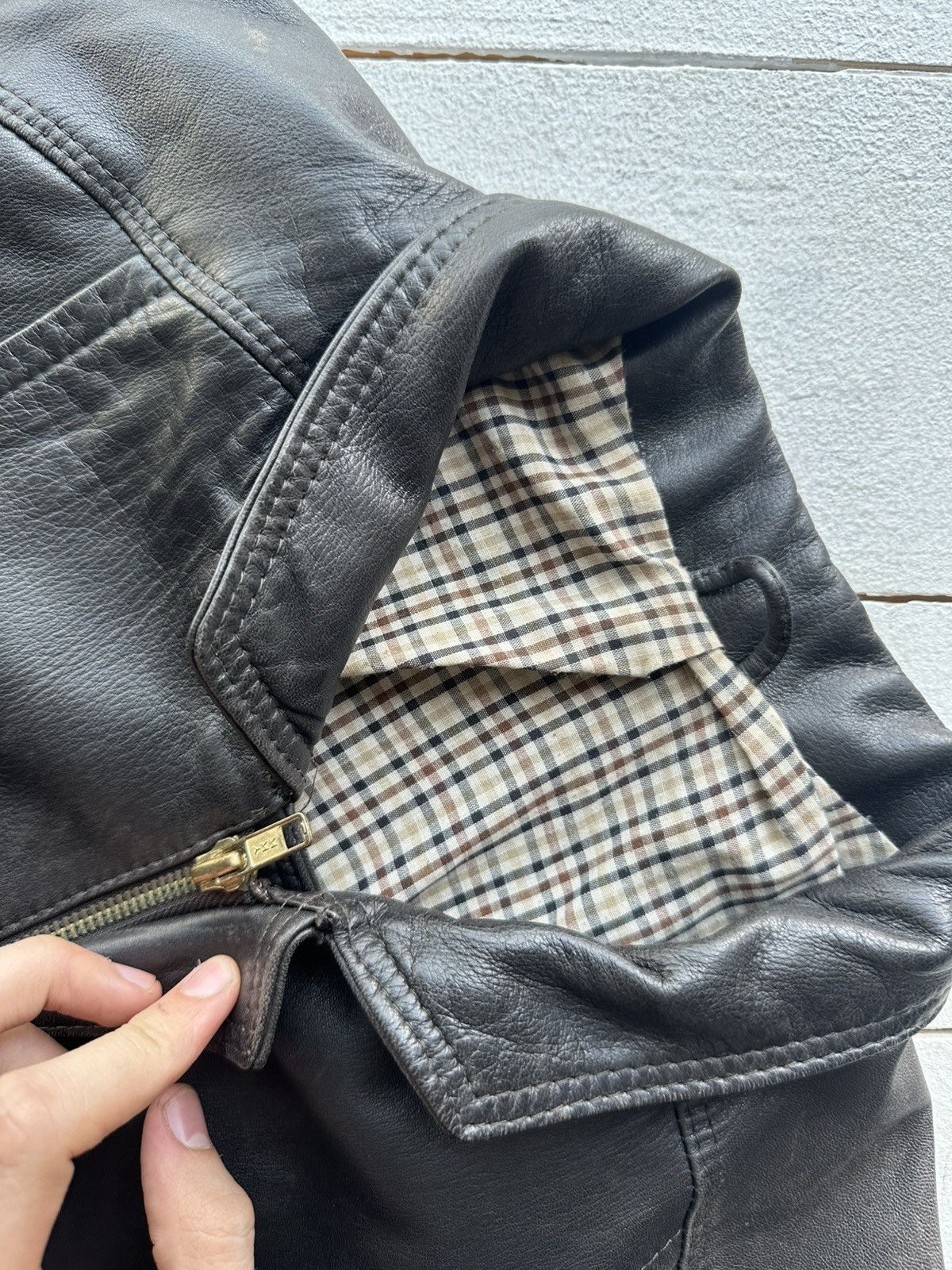 Other 🚨VNTG LEATHER JACKET AVANT GARDE ASYMMETRICAL BROWN MOTO Size US L / EU 52-54 / 3 - 4 Thumbnail