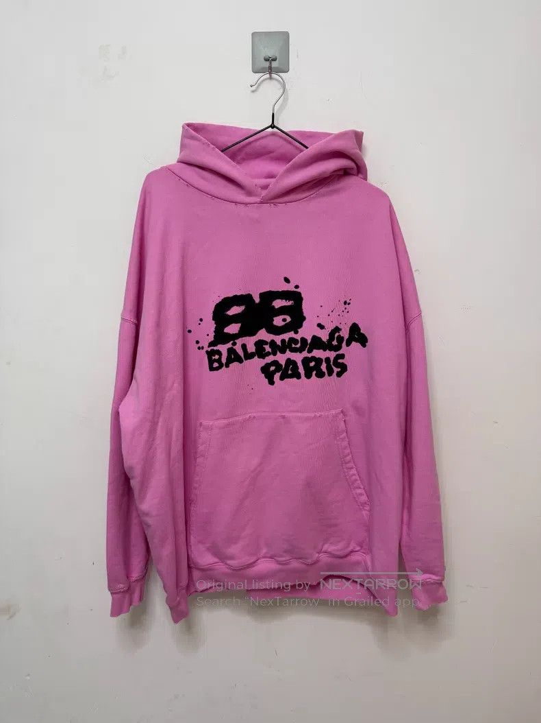 Balenciaga Balenciaga Pink Dripped Logo Hoodie Size US XS / EU 42 / 0 - 1 Thumbnail