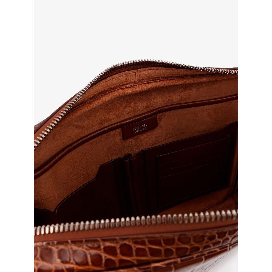 Tom Ford TOM FORD Brown Embossed Leather Clutch Bag New & Authentic Size ONE SIZE - 4 Thumbnail