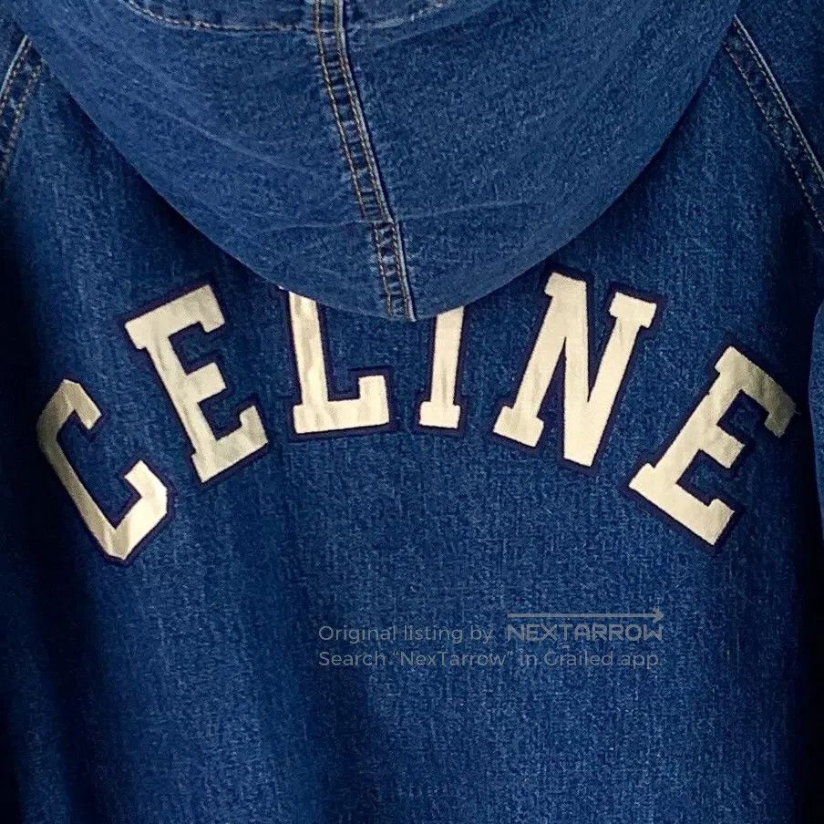Celine CELINE Dark Blue Logo Letter Embroidered Cotton Hooded Dra Size US XS / EU 42 / 0 - 5 Thumbnail