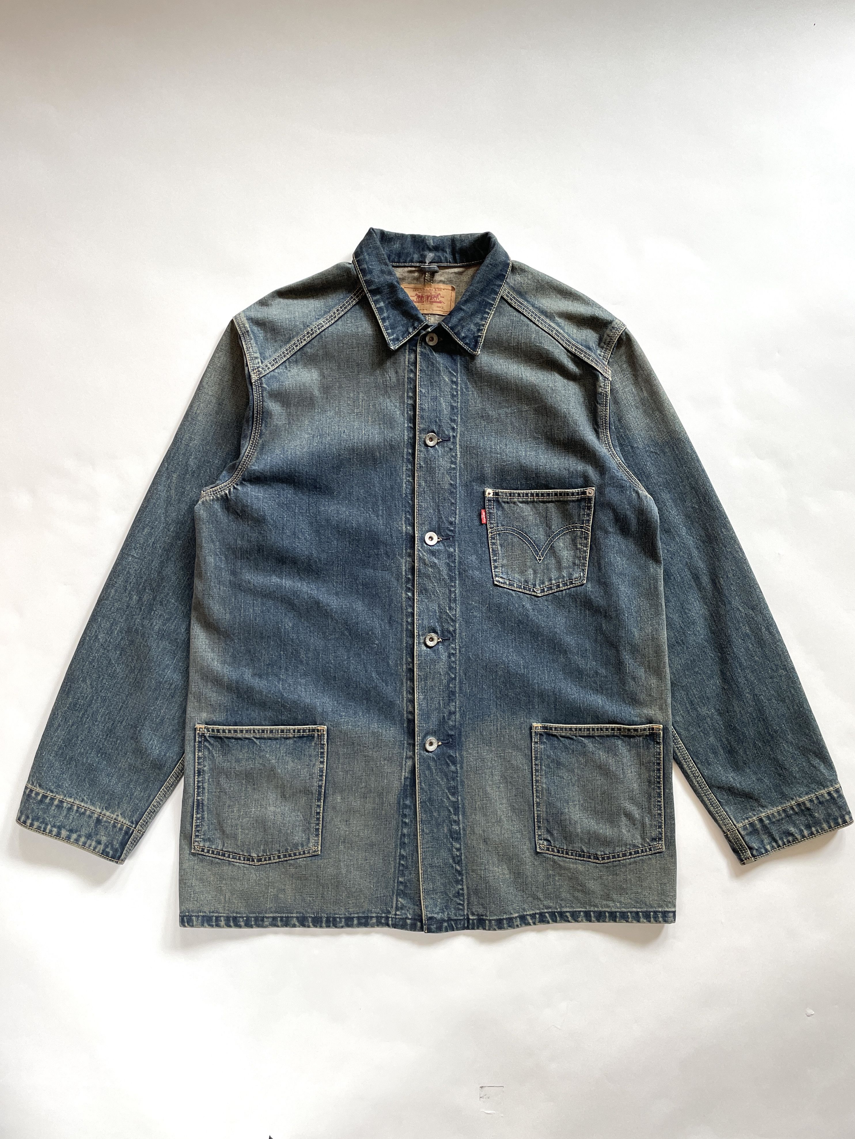 Levi's 2003 Levi's Denim Jeans Chore Jacket (Made in Japan) Size US XL / EU 56 / 4 - 1 Thumbnail
