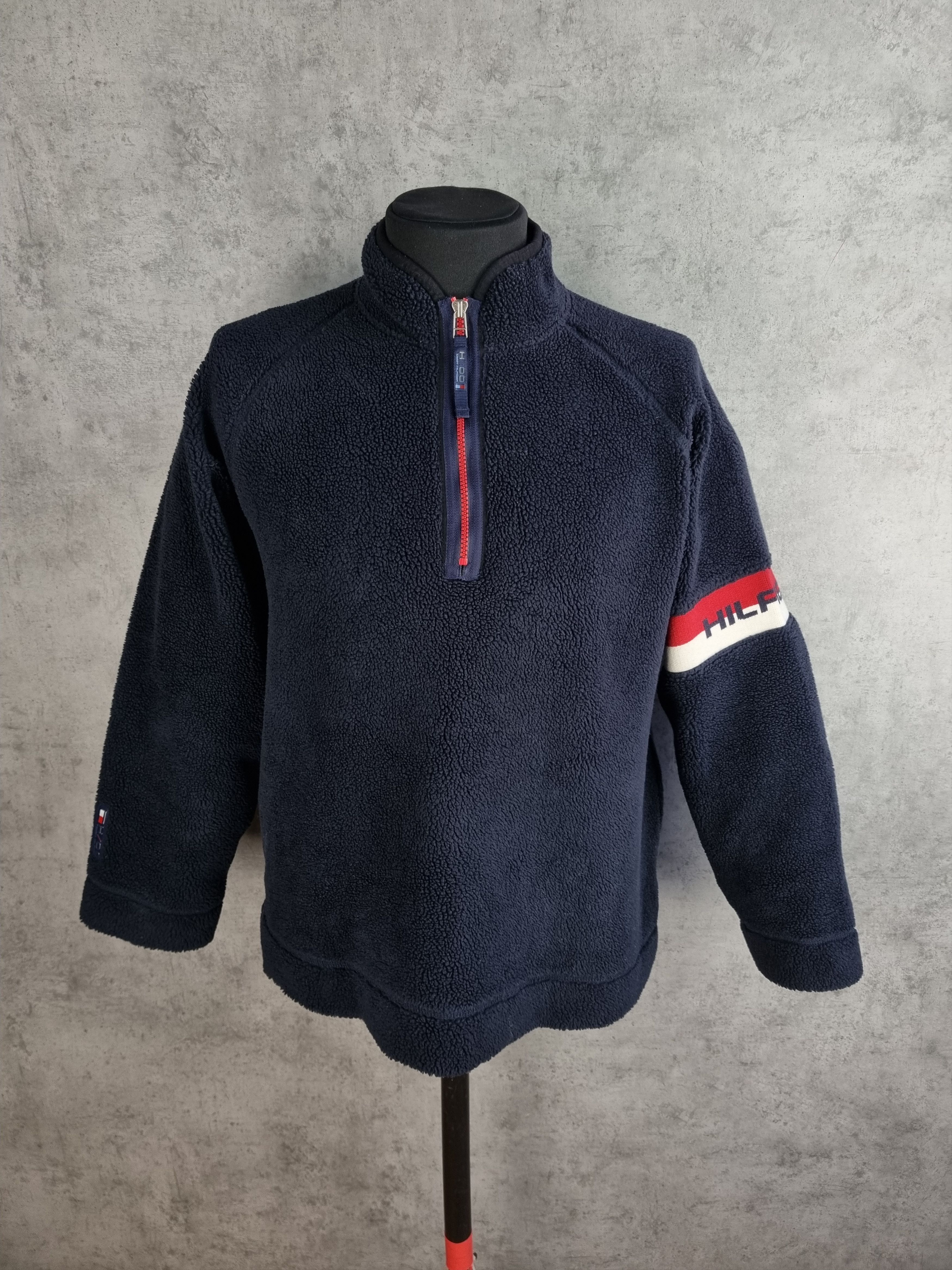 Tommy Hilfiger × Tommy Jeans Rare Tommy Hilfiger half zip up Deep Pile Fleece Navy Size US L / EU 52-54 / 3 - 5 Thumbnail