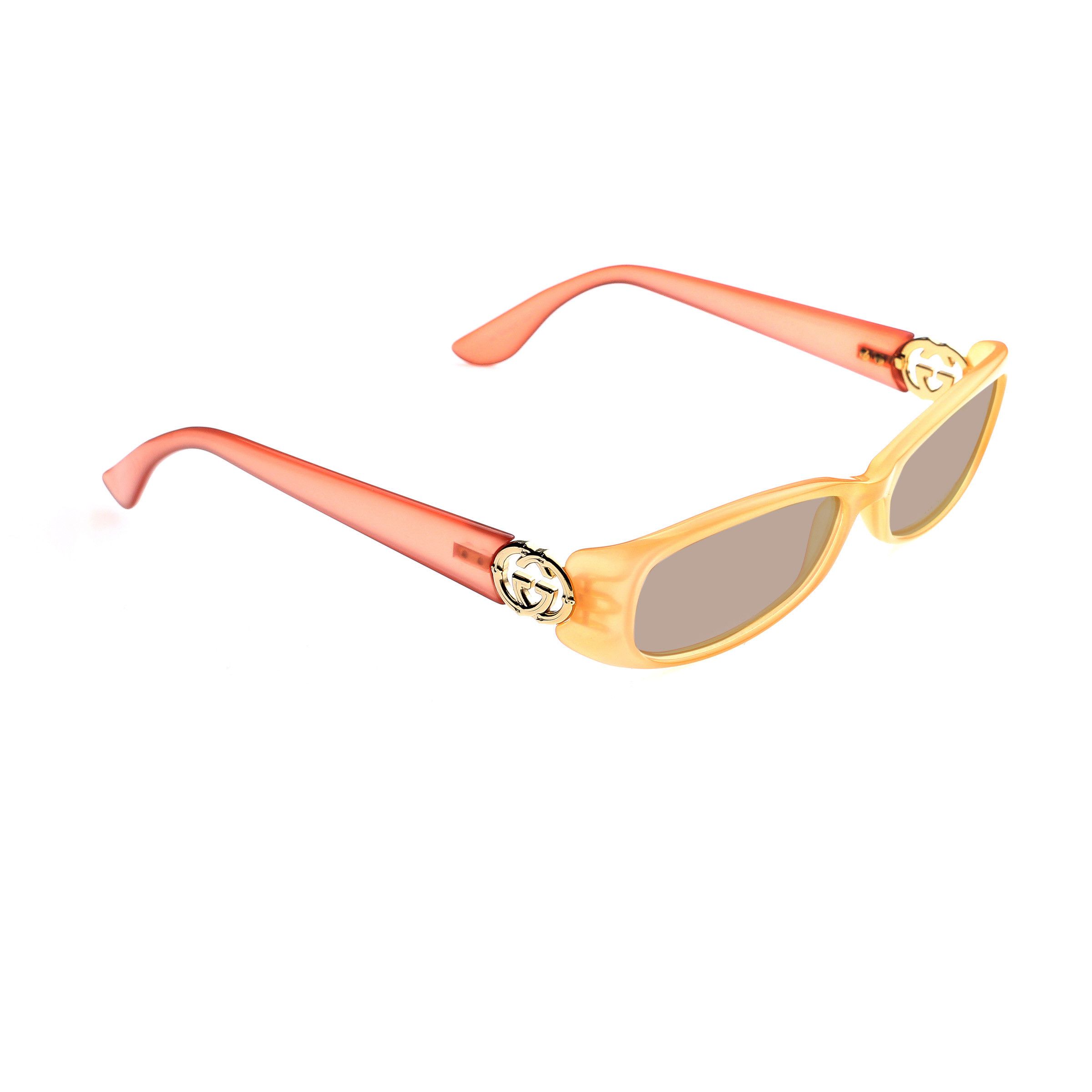 Gucci Gucci '00s Peach Red Signature Rectangular Frame Sunglasses Size ONE SIZE - 3 Thumbnail
