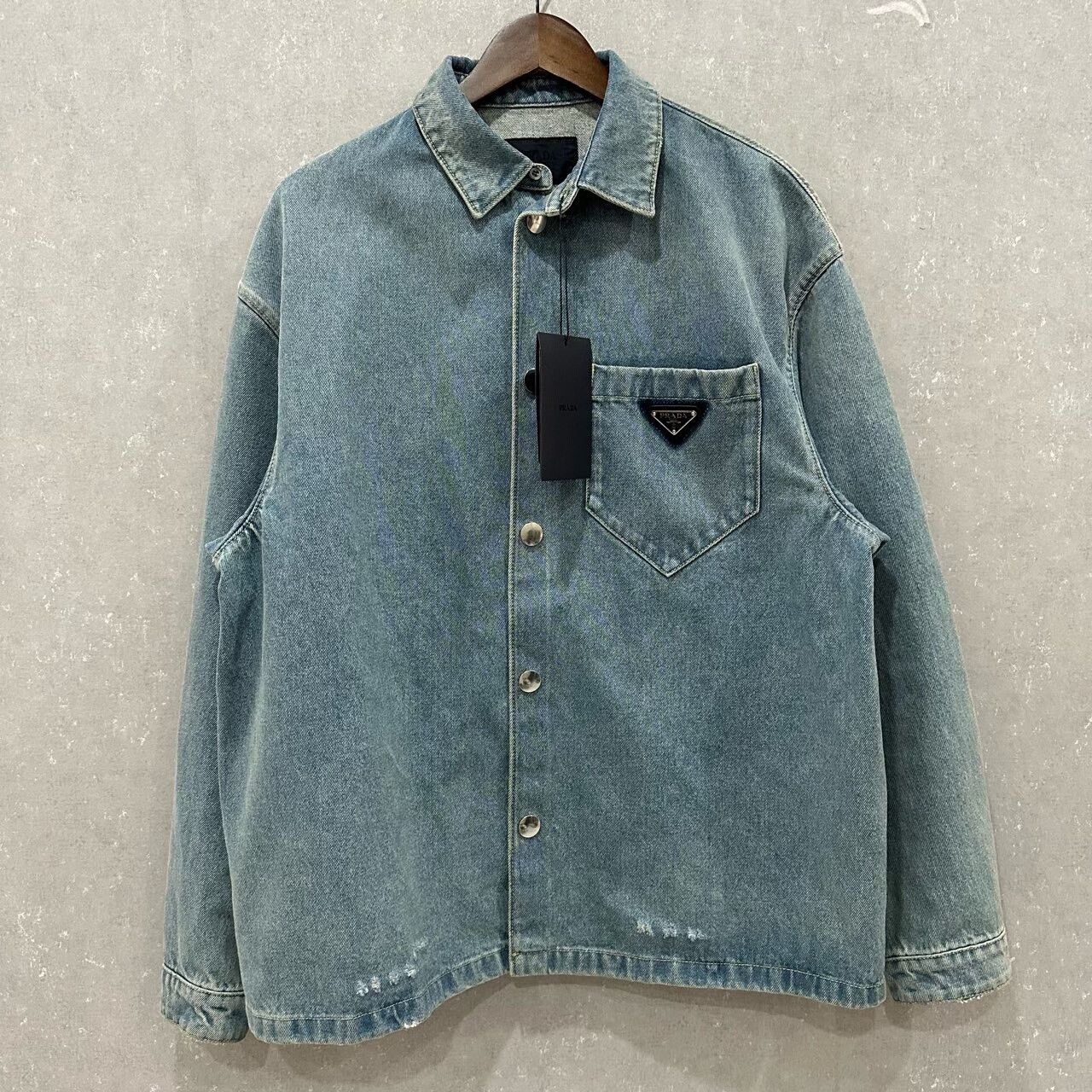 Prada Prada Light-Wash Distressed Denim Jacket Size US L / EU 52-54 / 3 - 1 Thumbnail
