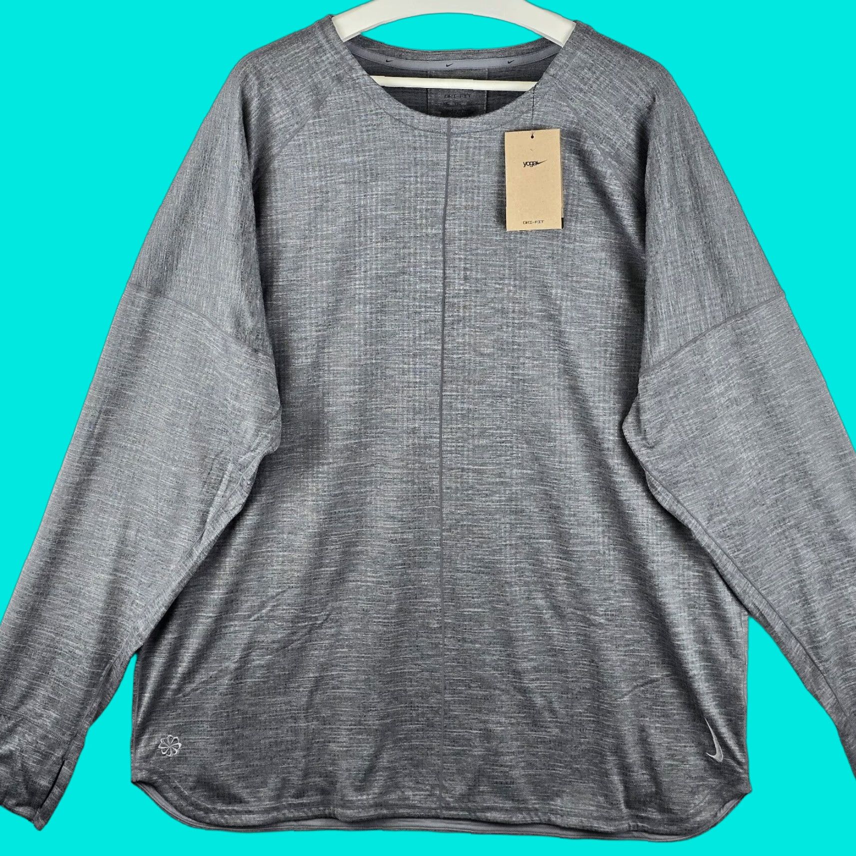 Nike Nike Yoga Dri-FIT Long Sleeve Crew Shirt Mens XXL Gray Thumb Holes ...