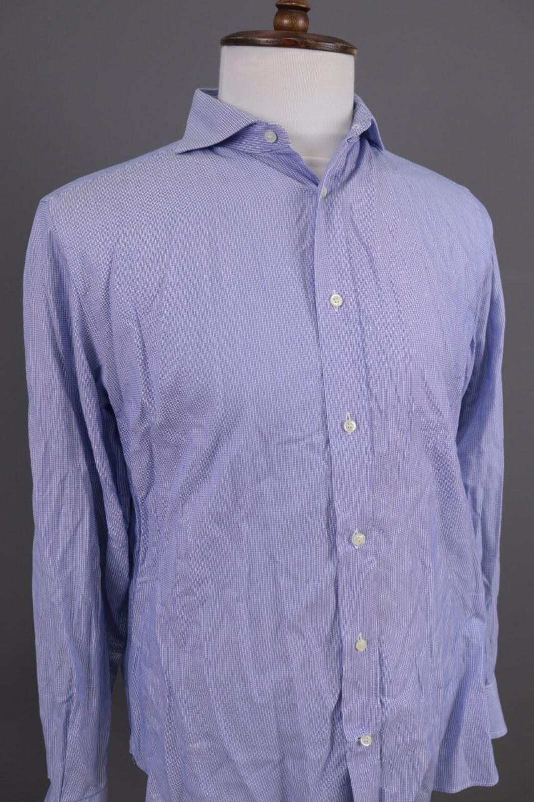 Designer Boggi Milano Tailored Fit Blue Button Down Shirt 41 / 16 Size US M / EU 48-50 / 2 - 5 Thumbnail