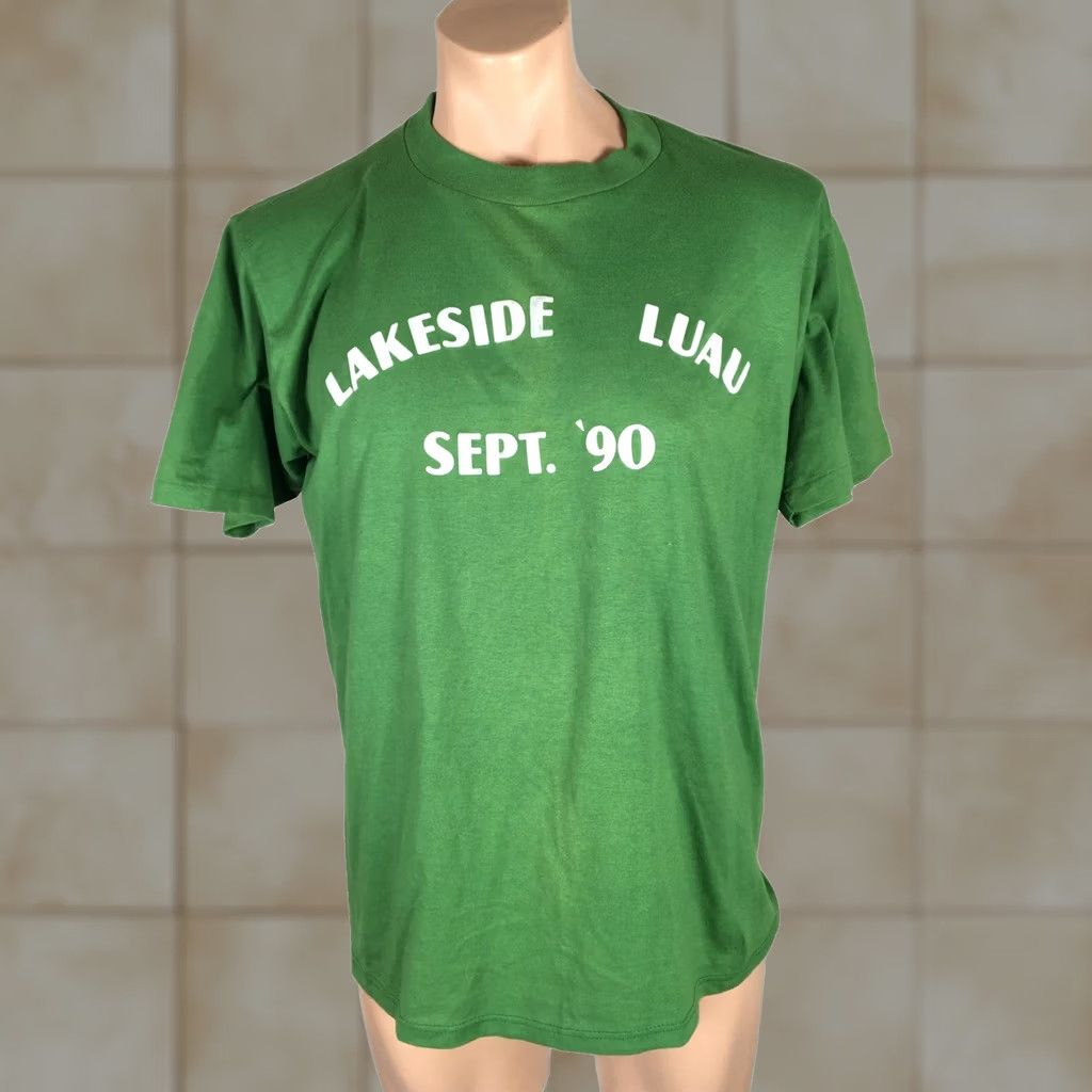 Jerzees VINTAGE JERZEES Shirt Mens XL Green 90s Lakeside Luau Felt Letters Single Stitch Size US XL / EU 56 / 4 - 1 Thumbnail