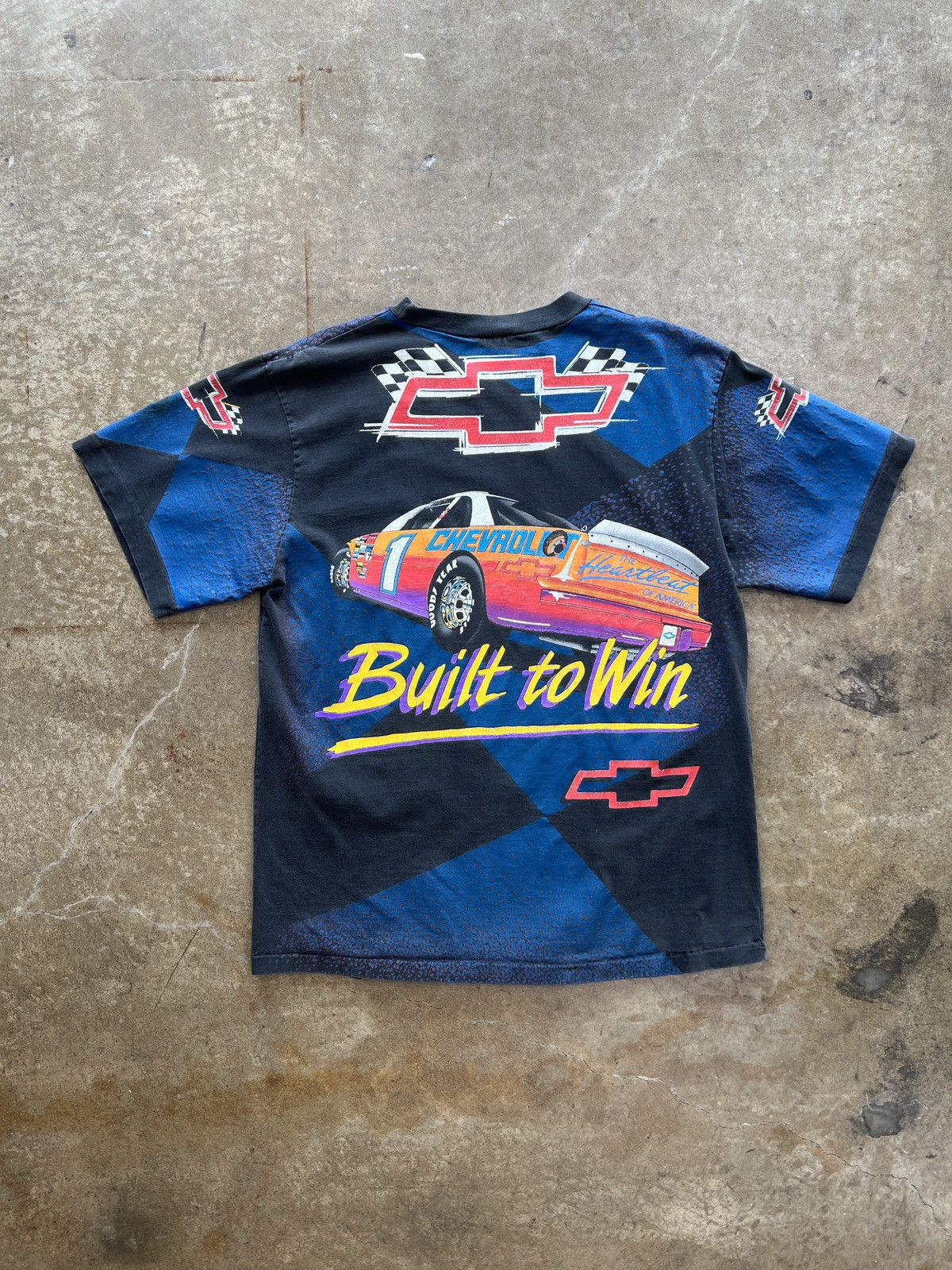 NASCAR Vintage 90s AOP Chevrolet The Heartbeat Built to Win Tee XL Size US XL / EU 56 / 4 - 6 Thumbnail