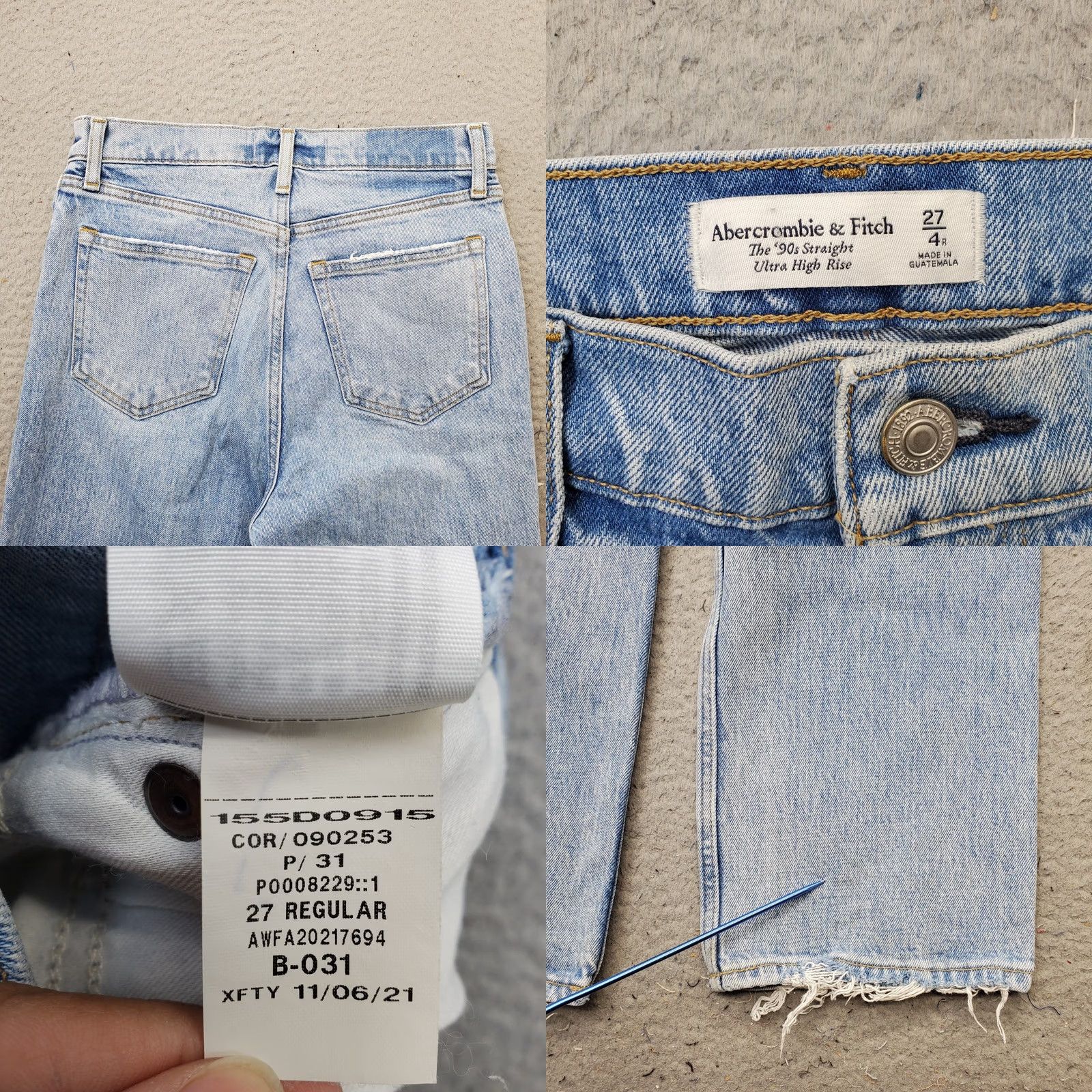 Abercrombie & Fitch Abercrombie & Fitch The '90s Straight Jeans Womens 4R Blue Denim Ultra High Rise Size 4 Womens Jeans Blue 90s Vintage? Size 27" / US 4 / IT 40 - 8 Thumbnail