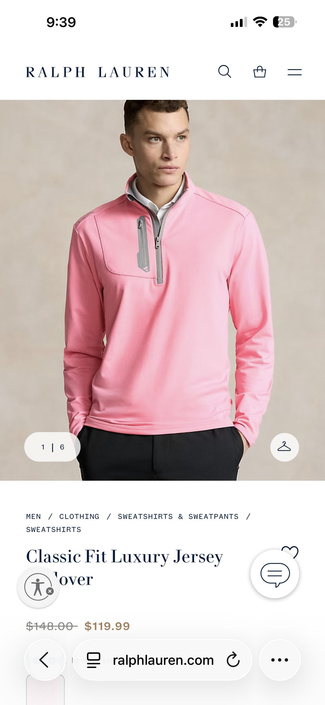 RLX Ralph Lauren RLX Ralph Lauren Men's Pink and Grey Golf Jacket Size US M / EU 48-50 / 2 - 1 Thumbnail