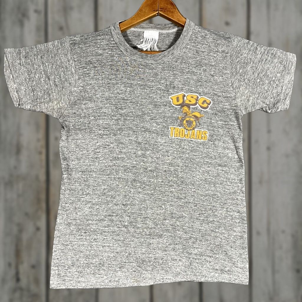 Russell Athletic VINTAGE USC Trojans T Shirt XS Gray Russell Athletic 1970s Graphic Tee Boys Mens Women Girls Size US XS / EU 42 / 0 - 1 Thumbnail