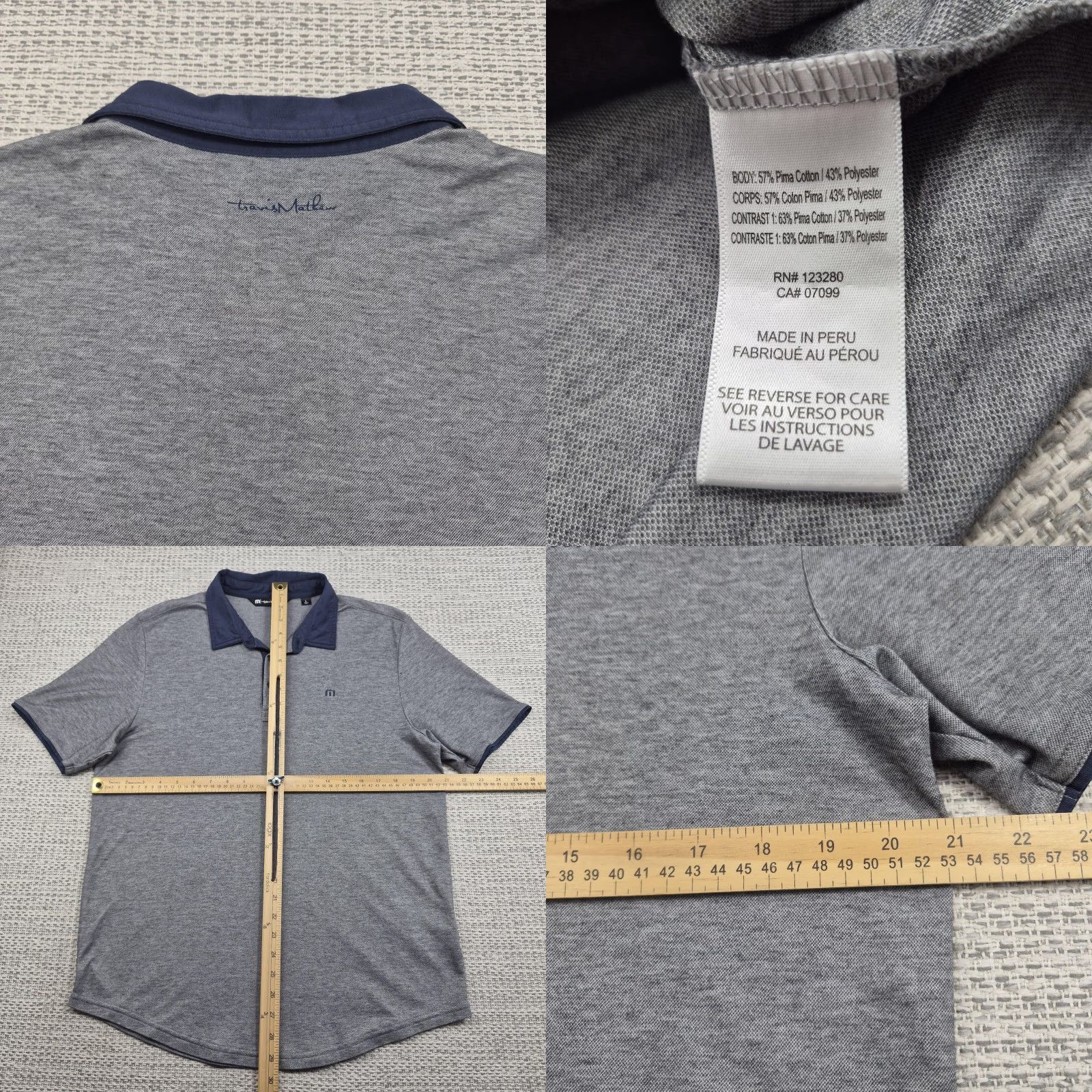 TravisMathew TravisMathew Polo Golf Shirt Mens Large Gray Pima Cotton Blend Casual Knit Shirt Size US L / EU 52-54 / 3 - 8 Thumbnail