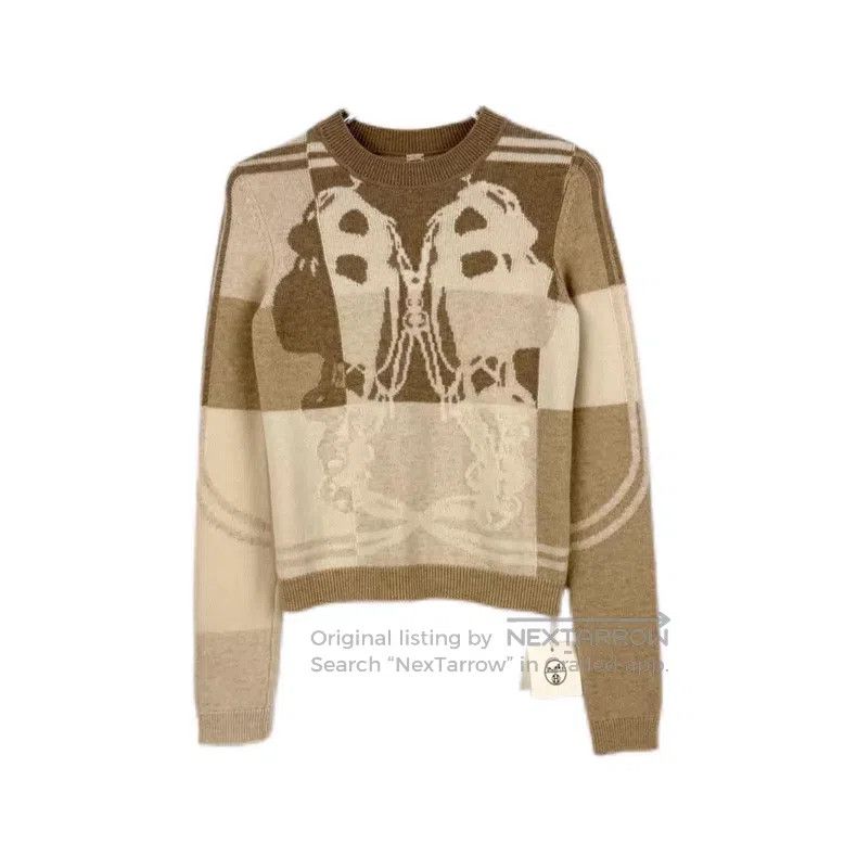 Hermes Hermes Khaki Butterfly Pattern Cashmere Sweater Size XS / US 0-2 / IT 36-38 - 1 Thumbnail
