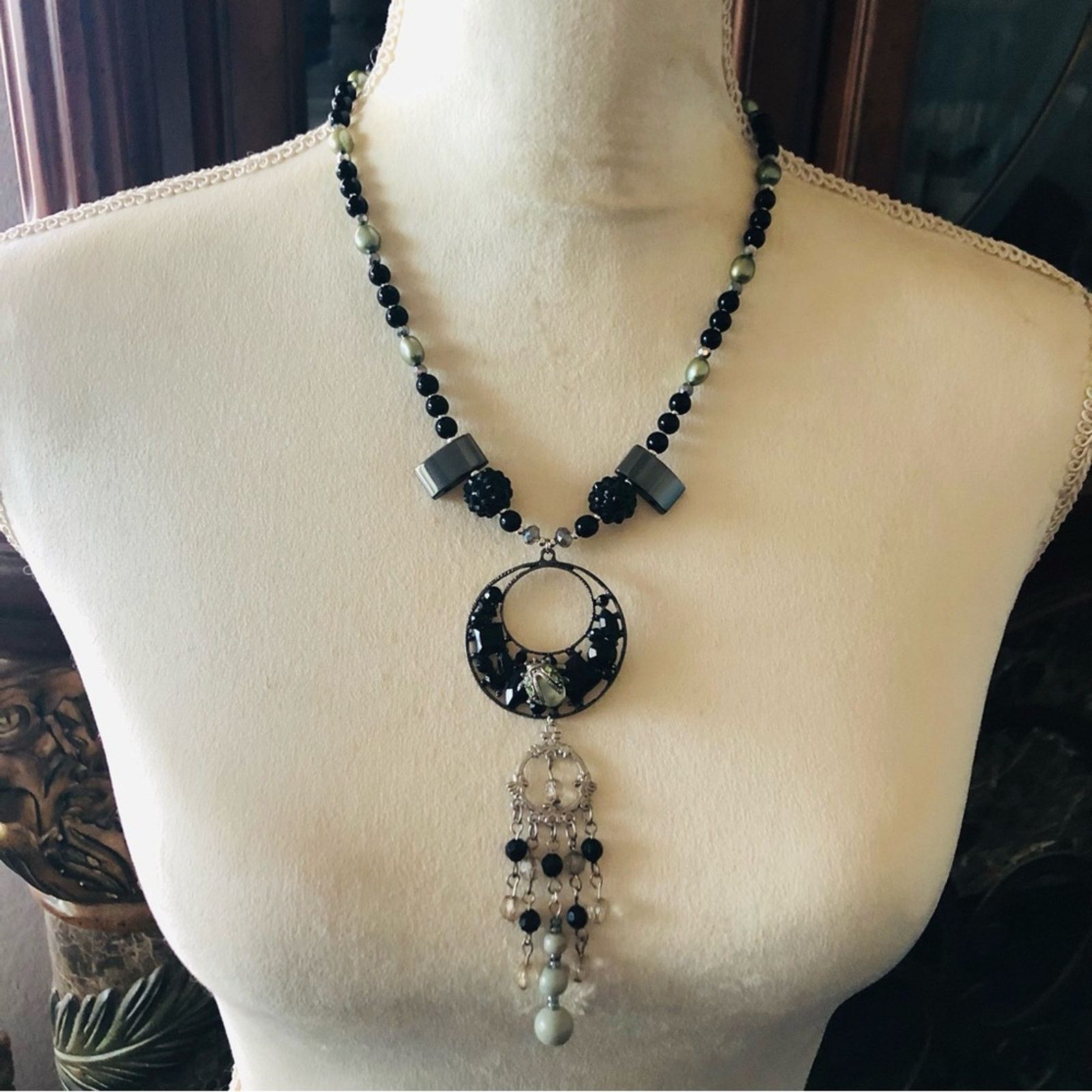 Handmade Handcrafted repurpose sage freshwater Pearl necklace Size ONE SIZE - 2 Thumbnail