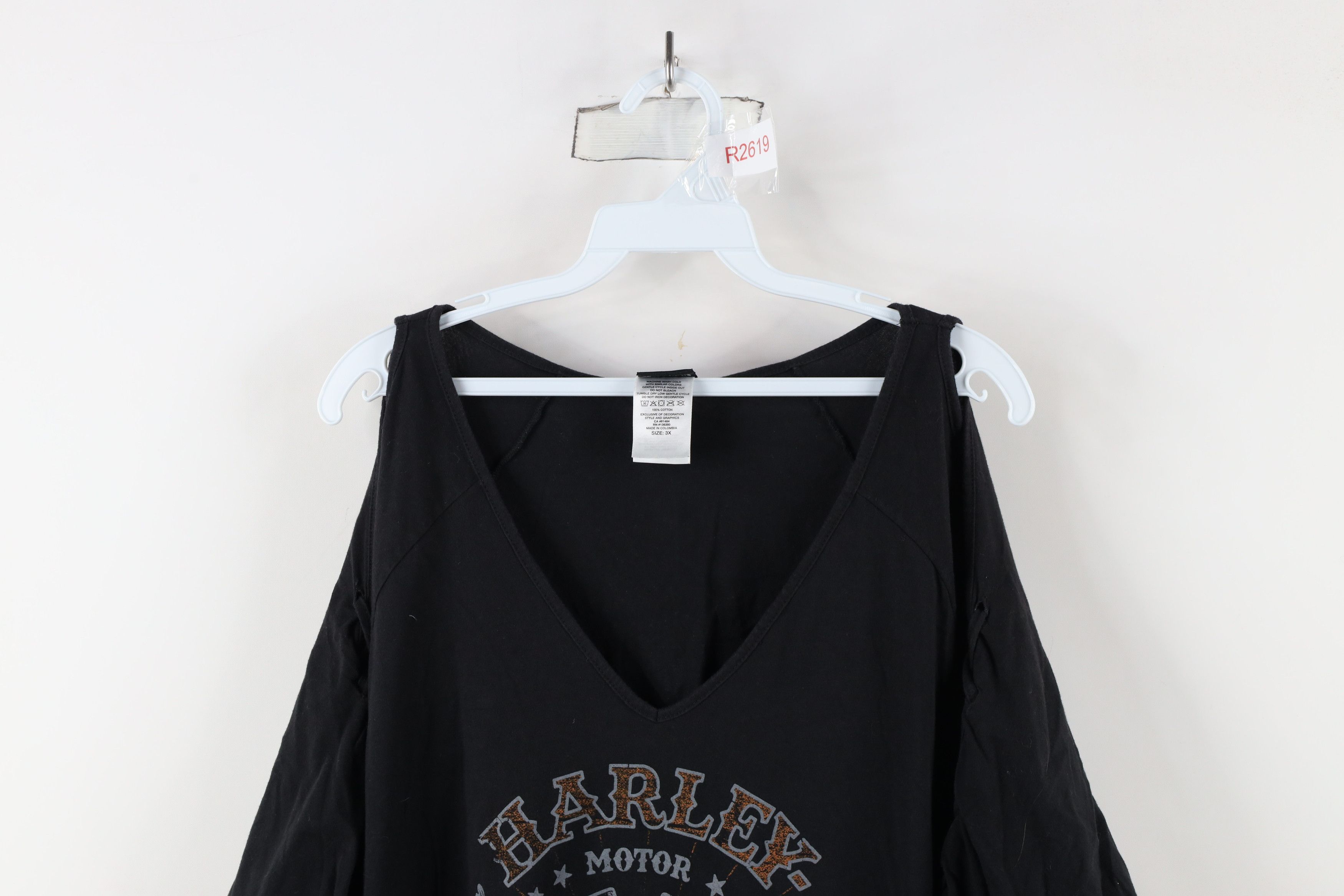 Harley Davidson × Vintage Y2K Harley Davidson Spell Out Tie Sleeve Tunic T-Shirt Black Size 3XL / US 20-22 - 2 Thumbnail