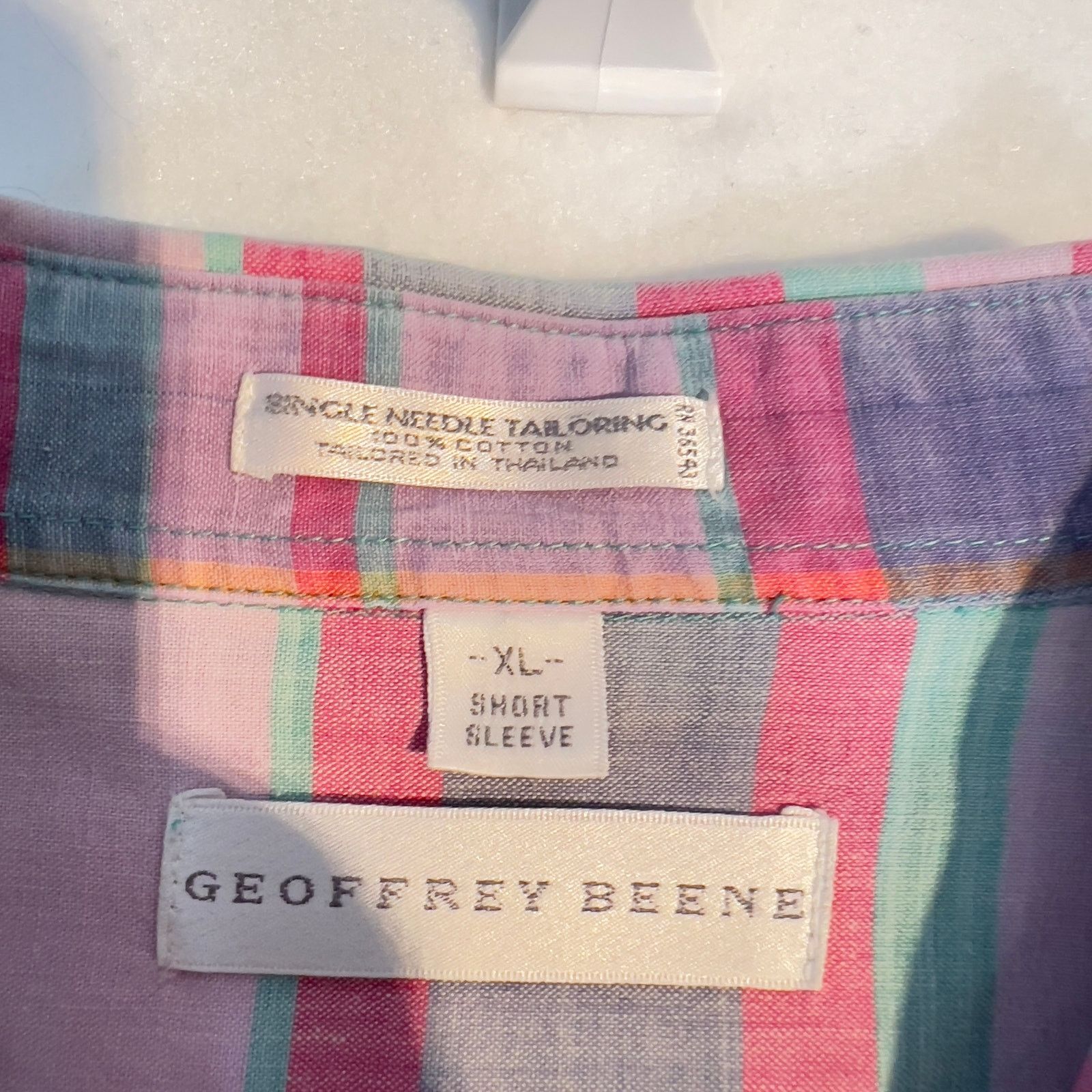 Geoffrey Beene Geoffrey Beene Button Shirt Men XL Pastel Pink Blue Green Size US XL / EU 56 / 4 - 2 Thumbnail