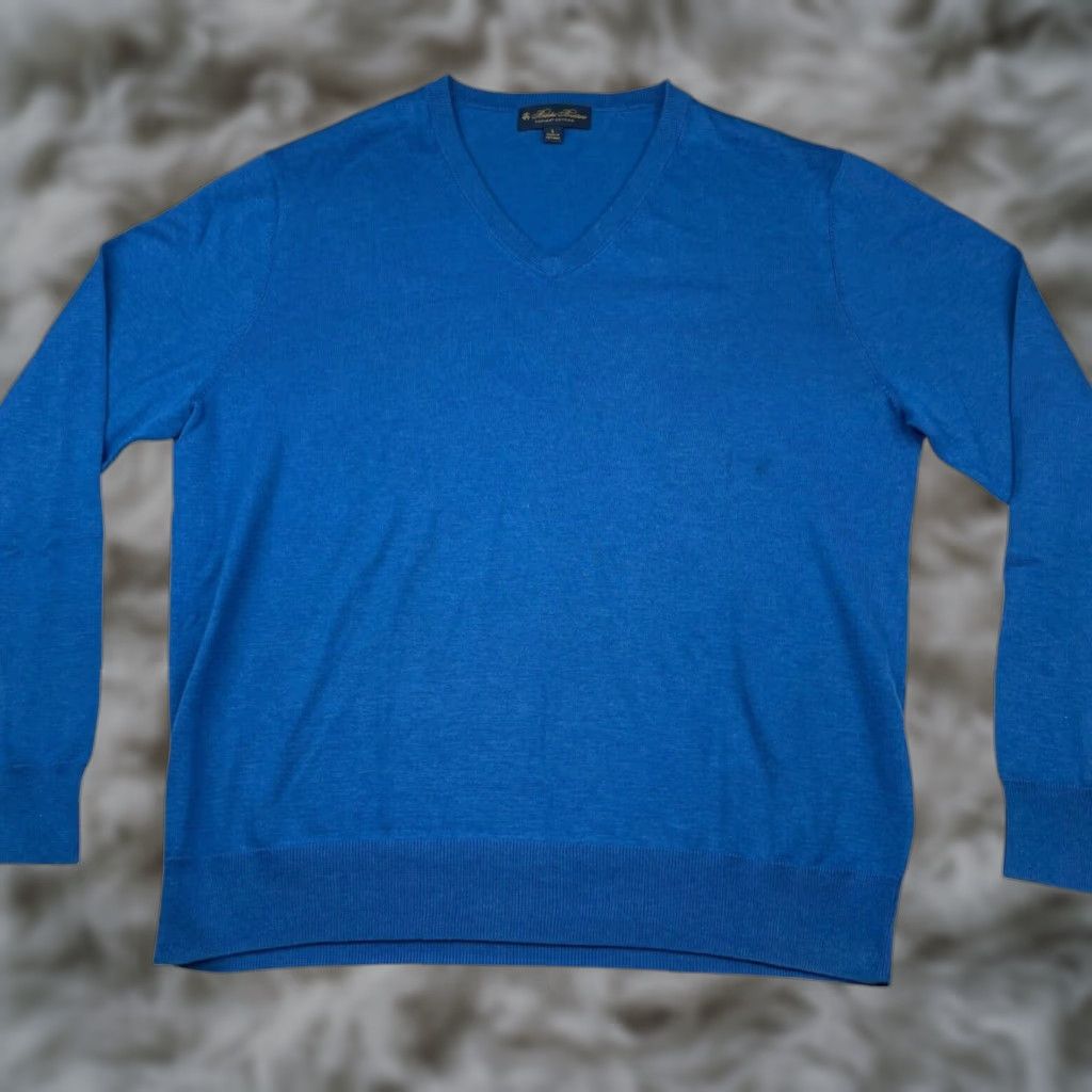 Brooks Brothers Brooks Brothers Men’s 100% Supima Cotton V-Neck Pullover Sweater Blue Large Size US L / EU 52-54 / 3 - 1 Thumbnail