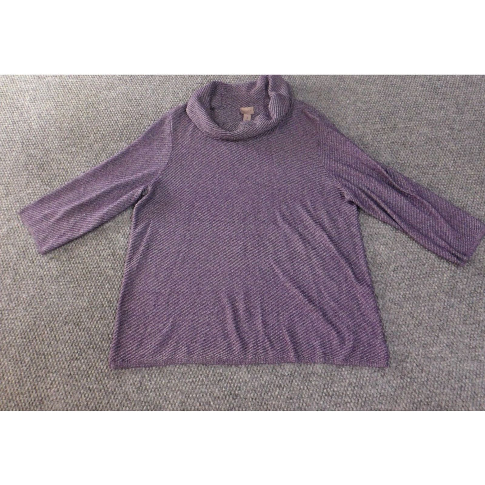 Vintage Chico's Sweater Pullover Women Purple Size 3 Long Sleeve Turtleneck Rayon Polyester Knit Stretch Casual Winter Modern Regular Size XS / US 0-2 / IT 36-38 - 2 Thumbnail